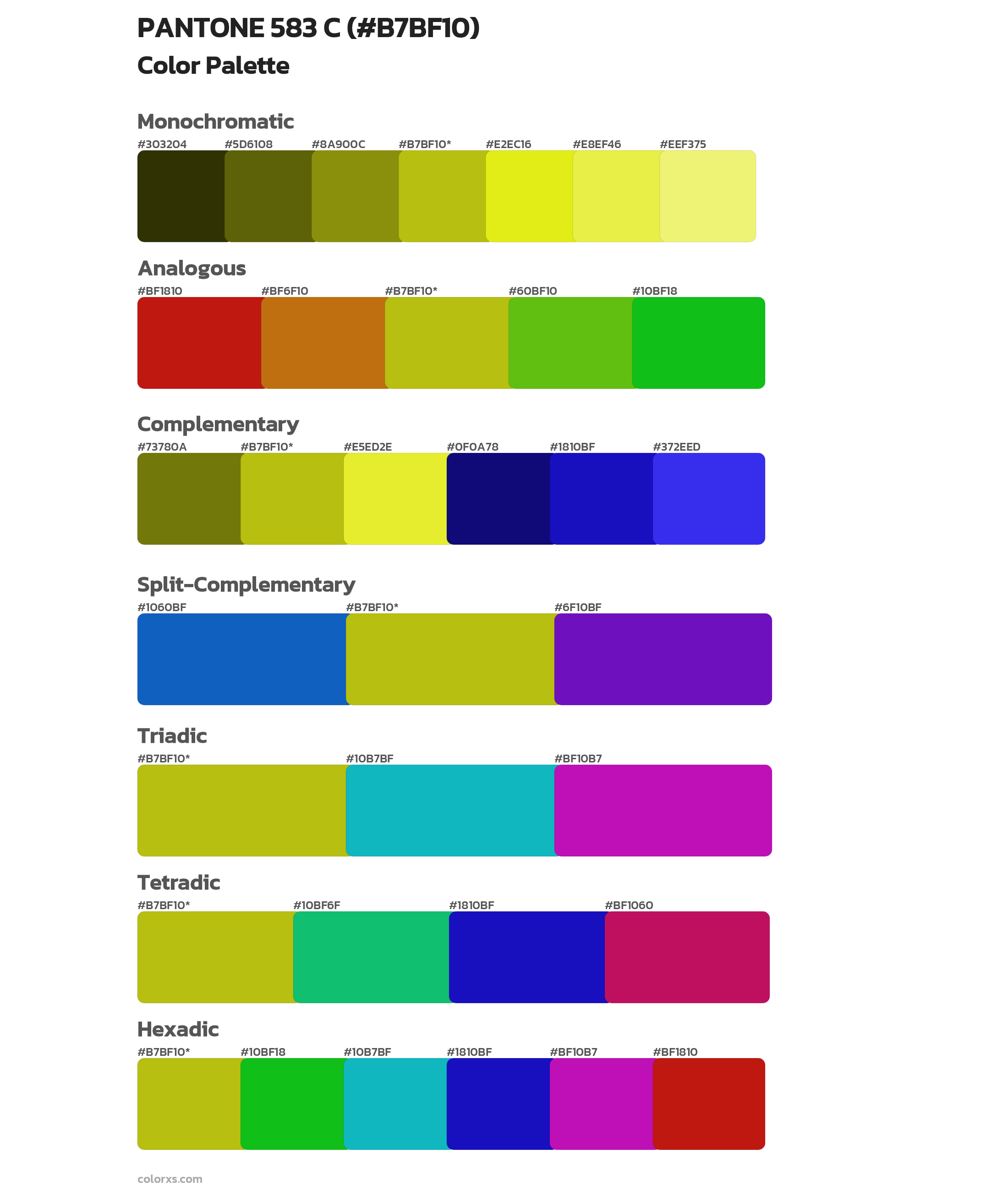 PANTONE 583 C Color Scheme Palettes