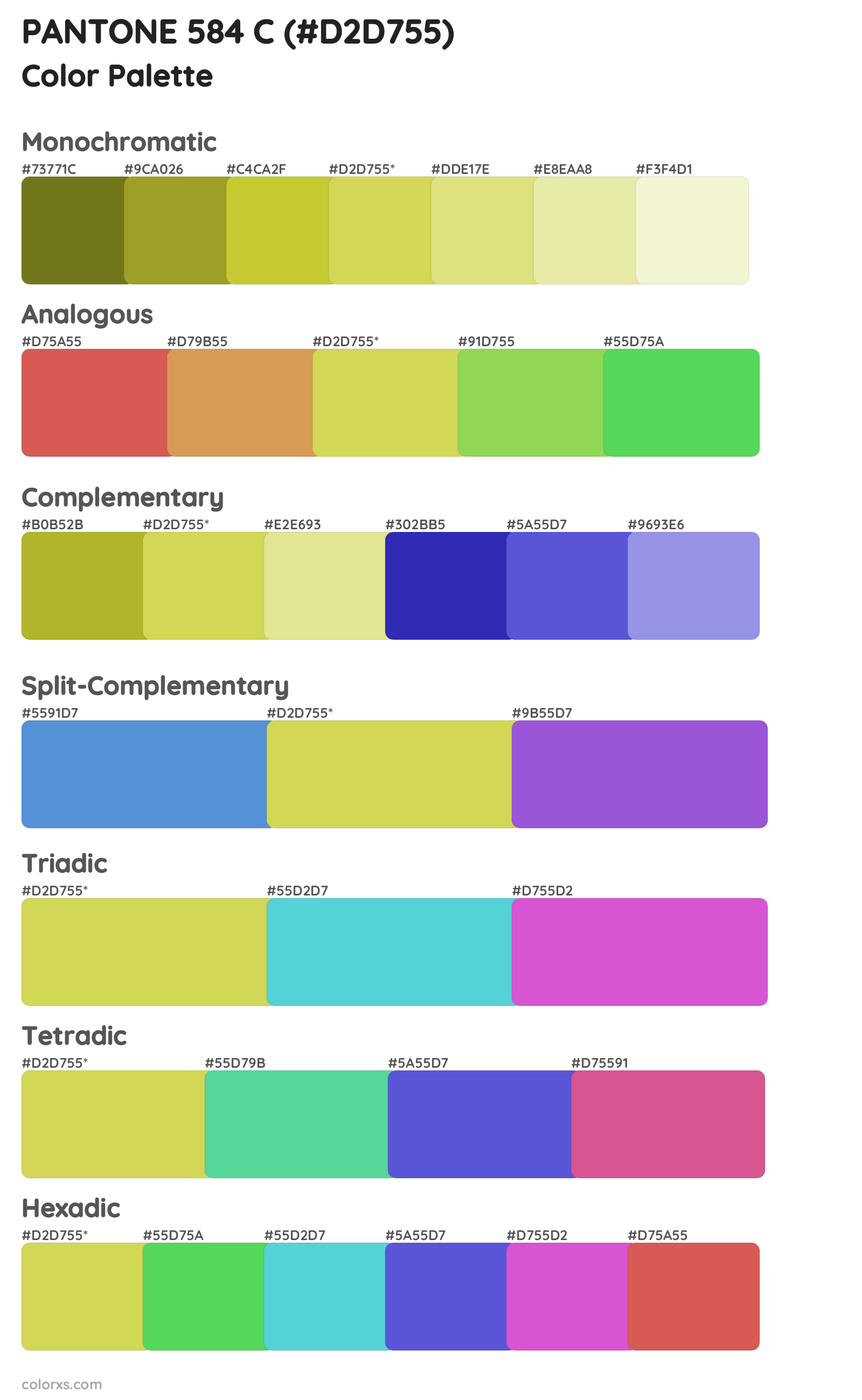 PANTONE 584 C Color Scheme Palettes