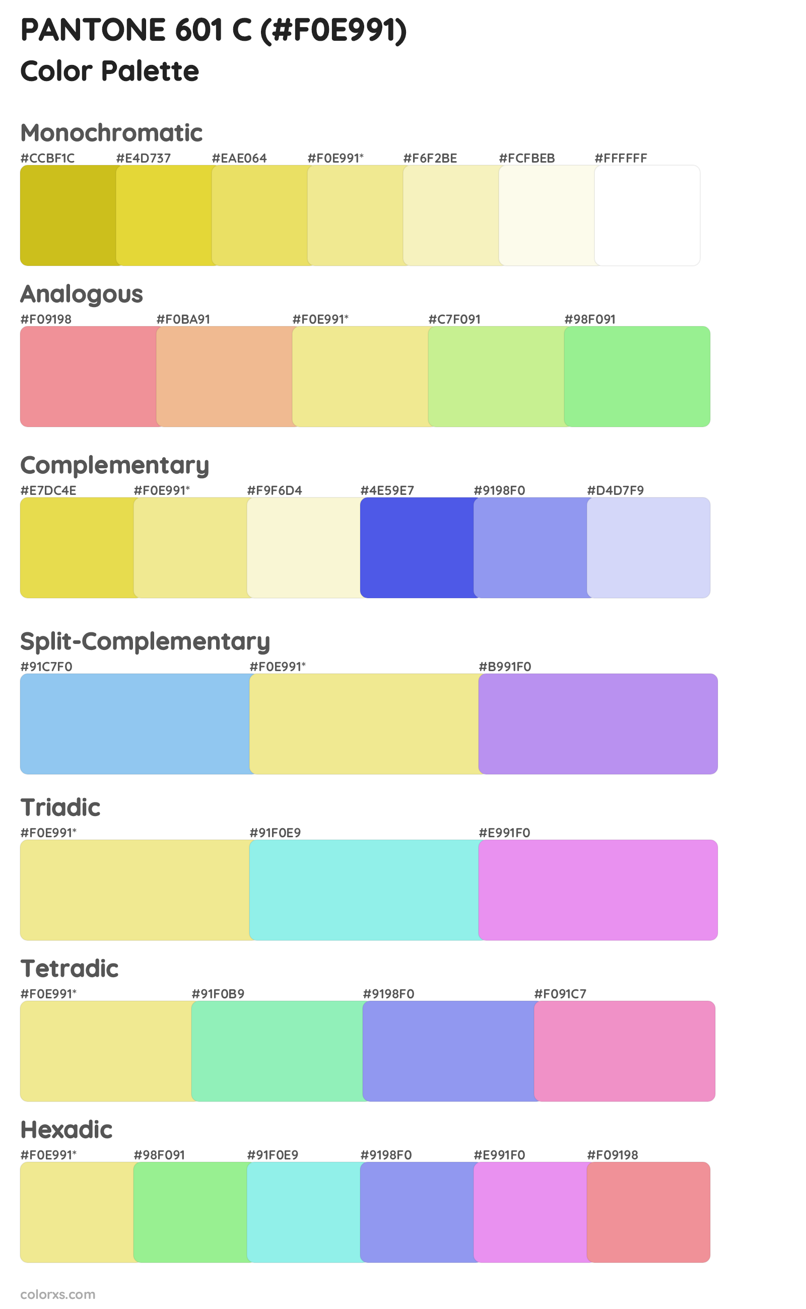 PANTONE 601 C Color Scheme Palettes