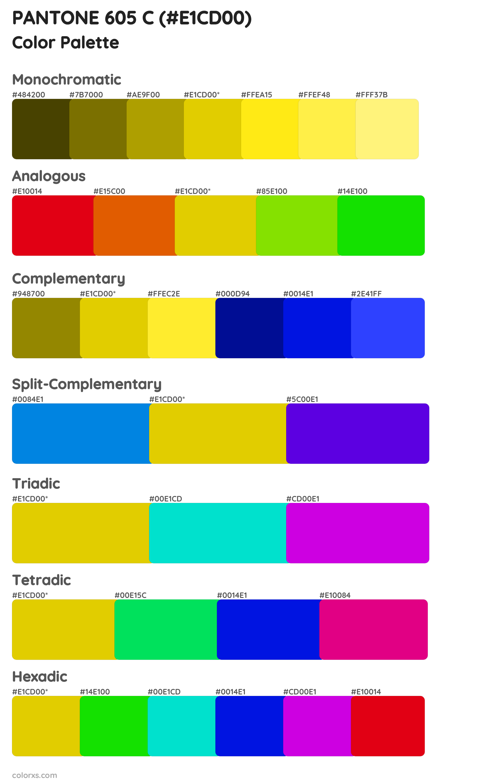 PANTONE 605 C Color Scheme Palettes