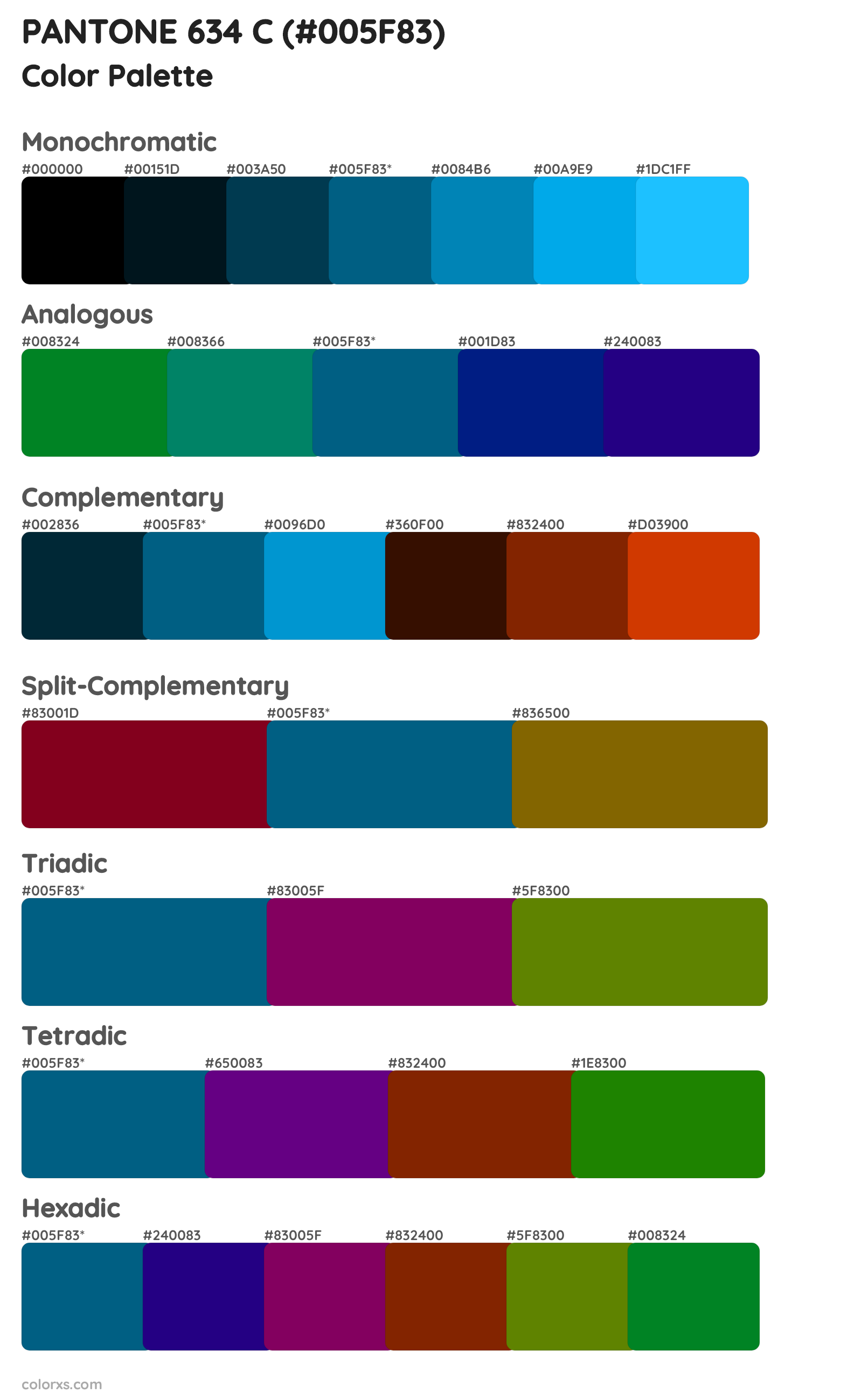 PANTONE 634 C Color Scheme Palettes