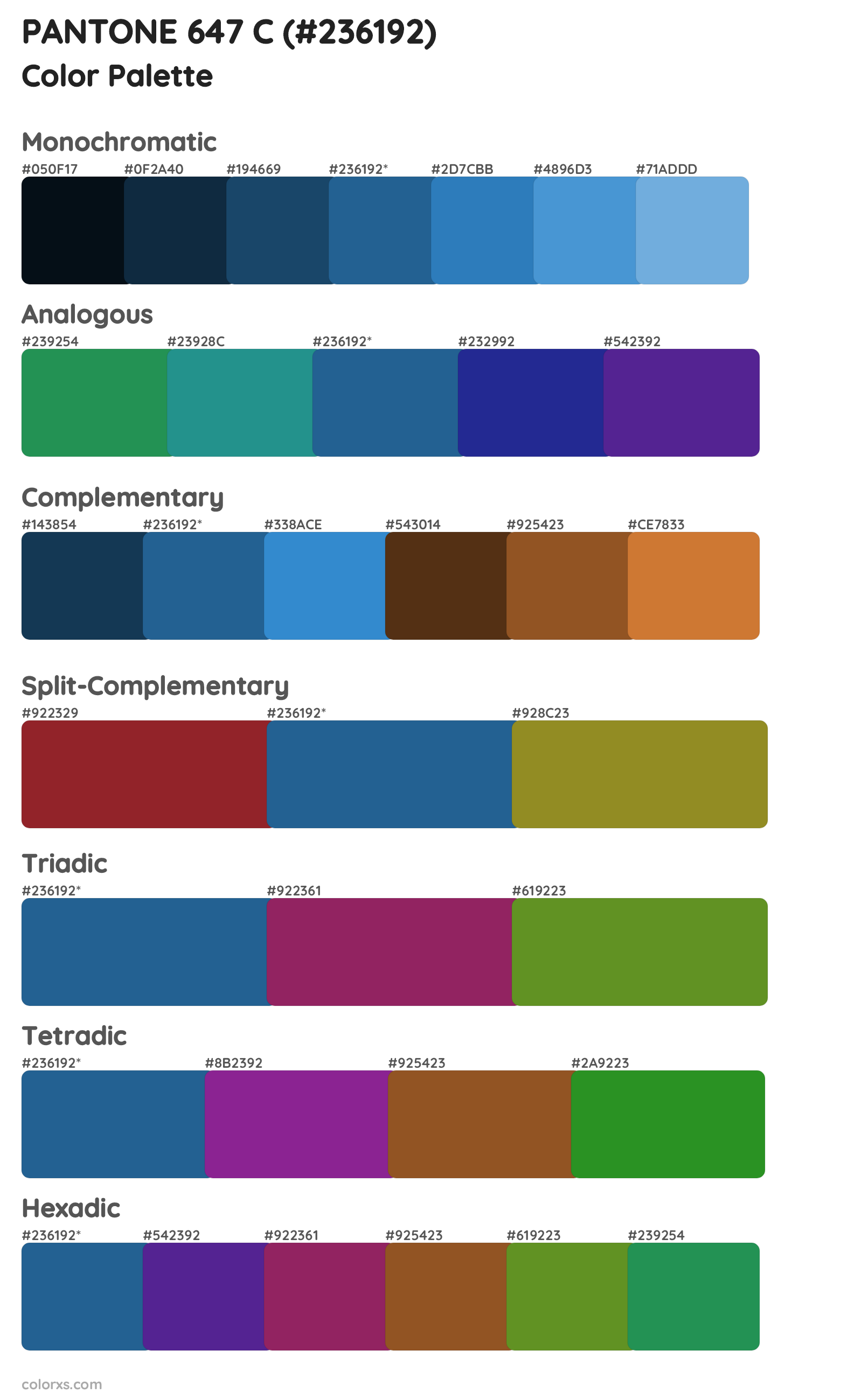 PANTONE 647 C Color Scheme Palettes