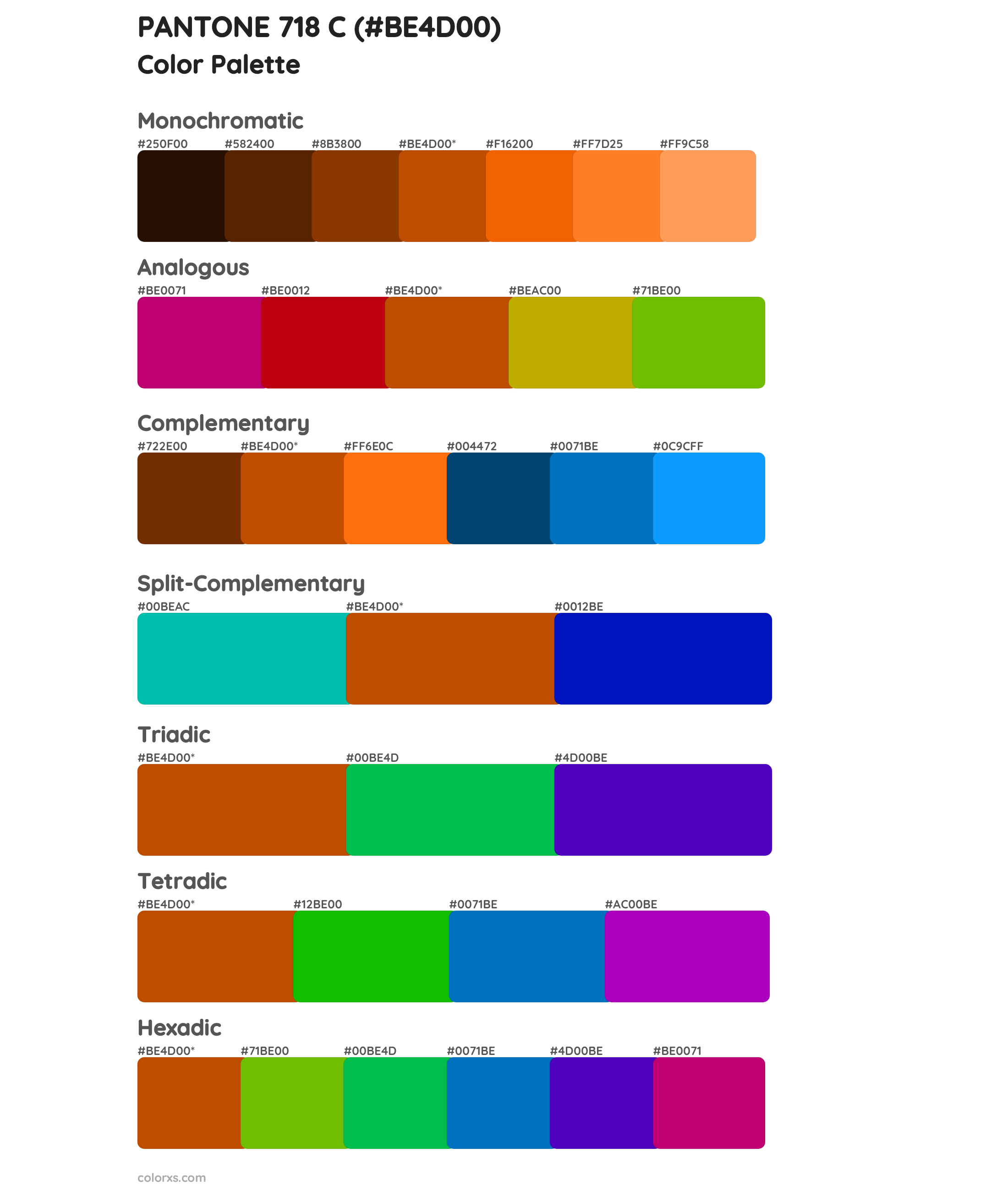 PANTONE 718 C Color Scheme Palettes