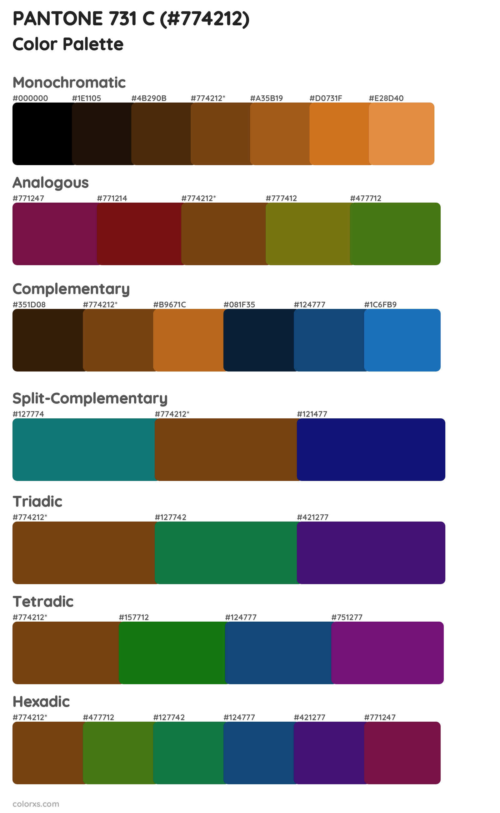 PANTONE 731 C Color Scheme Palettes