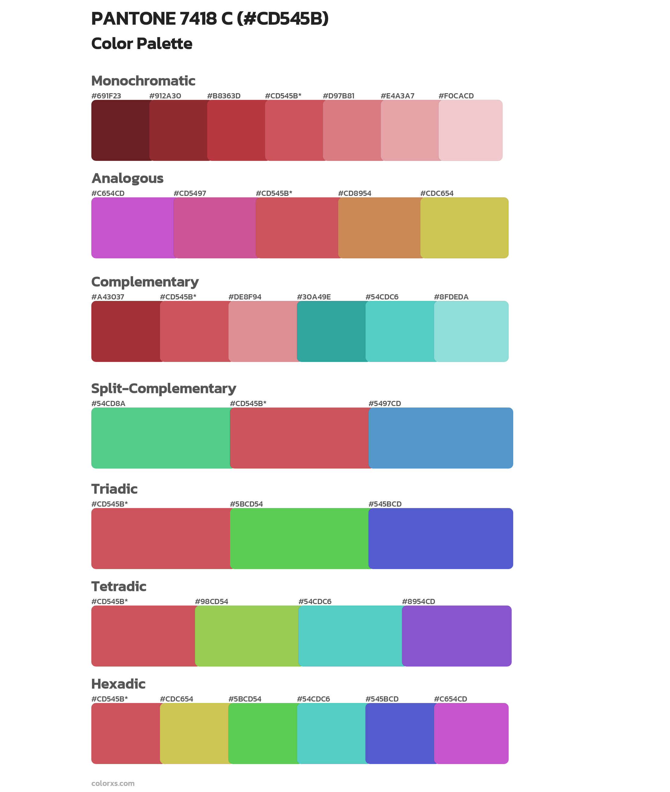 PANTONE 7418 C Color Scheme Palettes