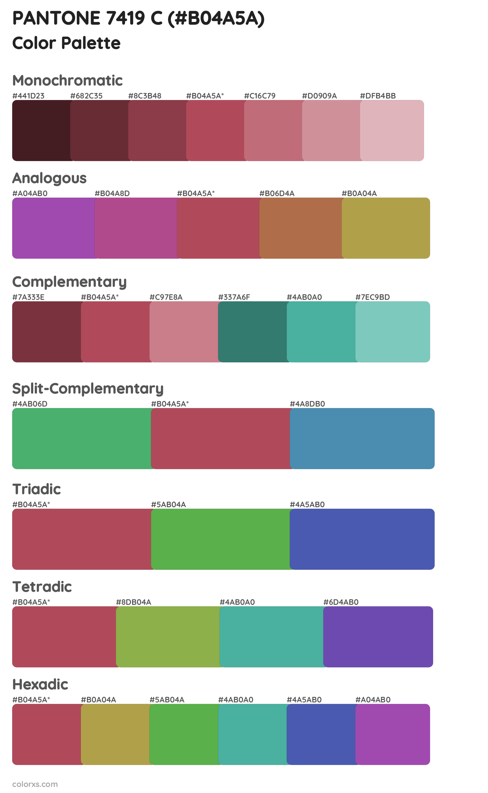 PANTONE 7419 C Color Scheme Palettes