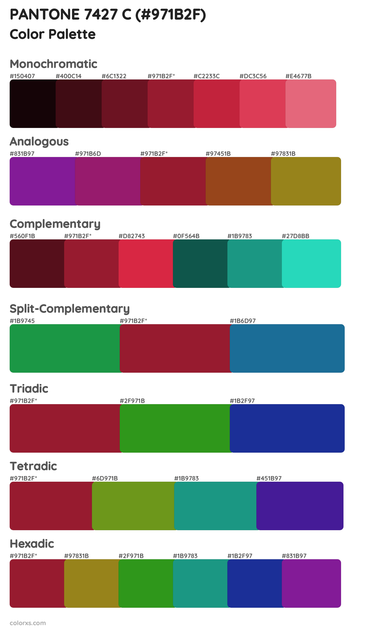 PANTONE 7427 C Color Scheme Palettes