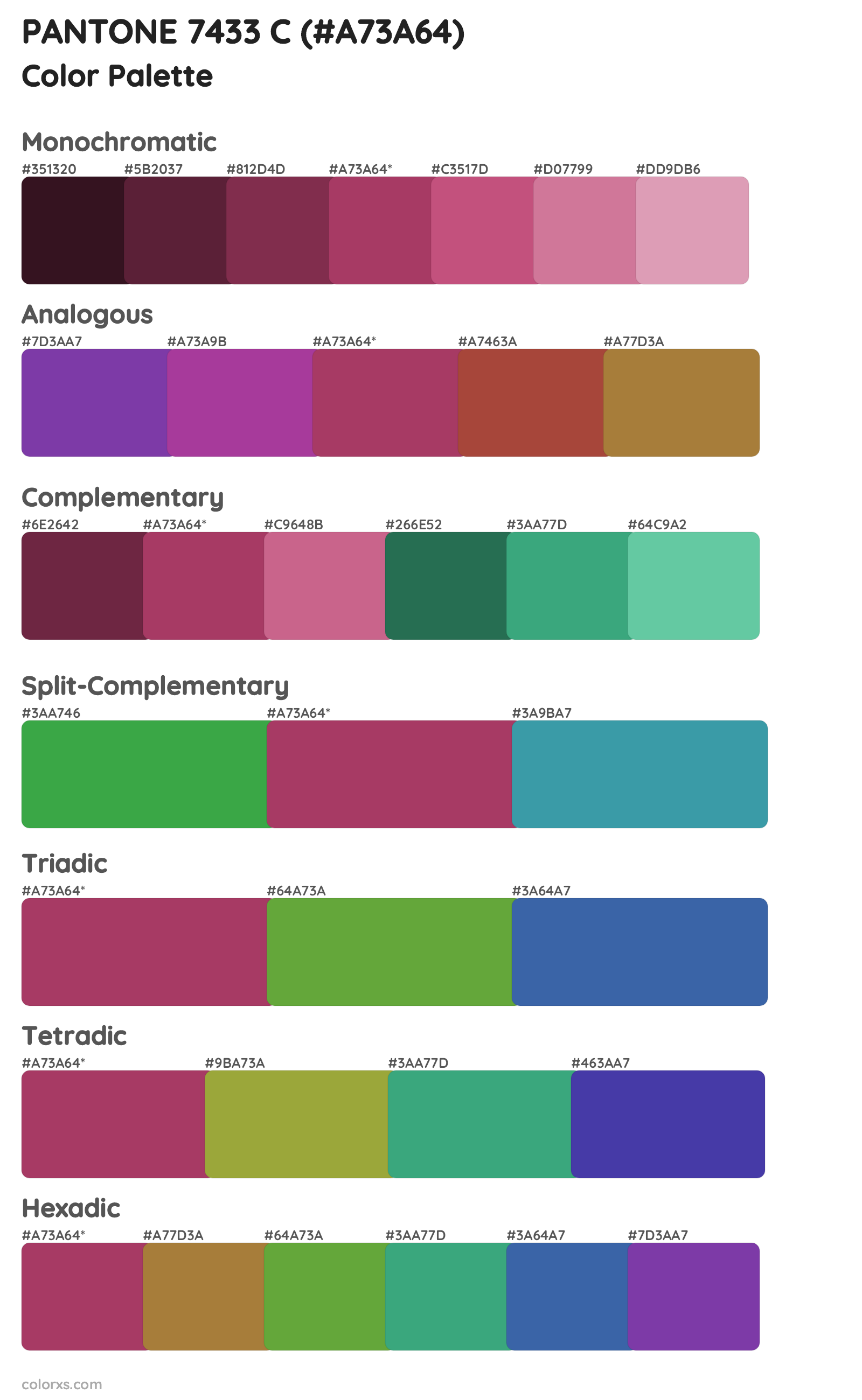 PANTONE 7433 C Color Scheme Palettes