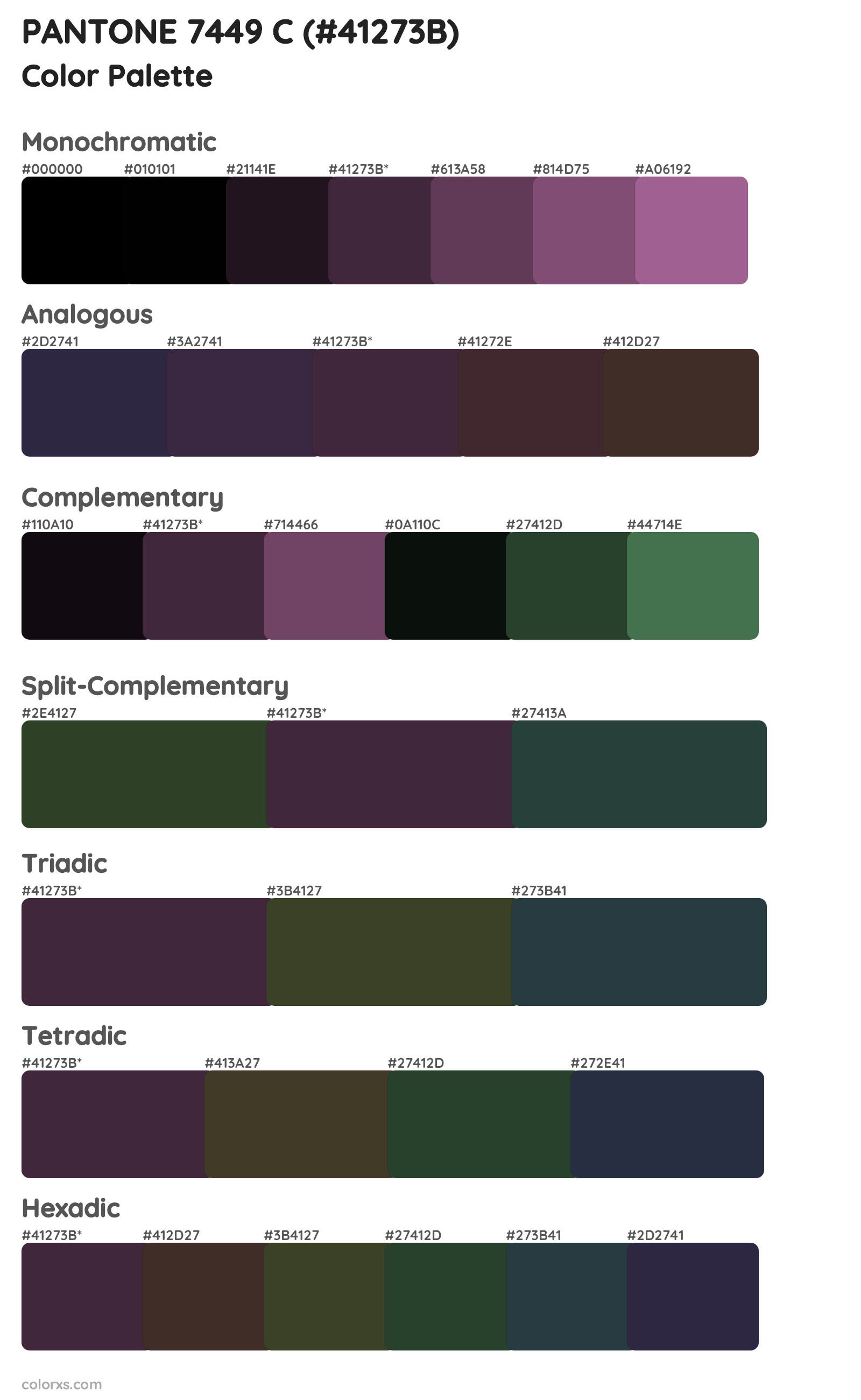 PANTONE 7449 C Color Scheme Palettes