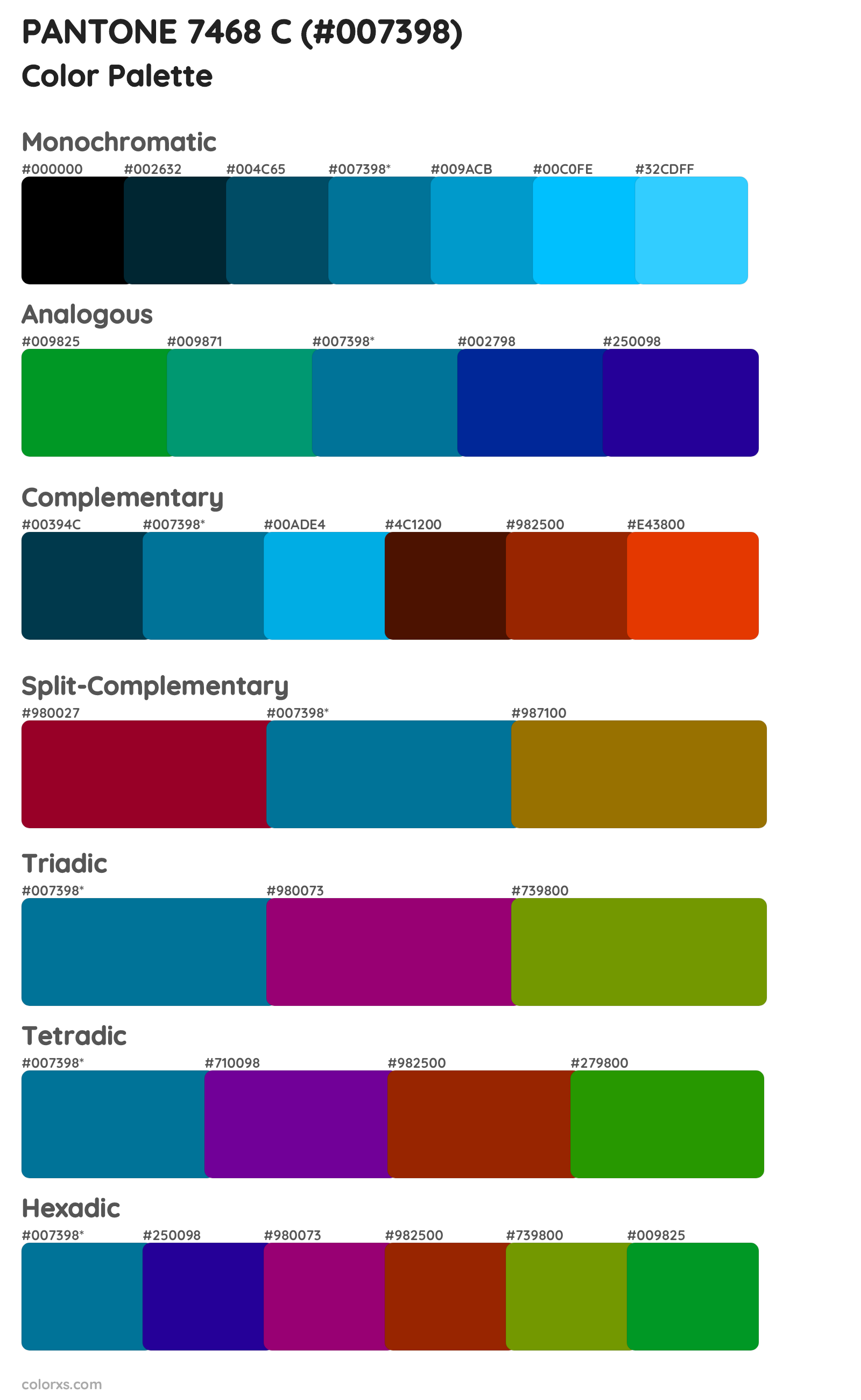 PANTONE 7468 C Color Scheme Palettes