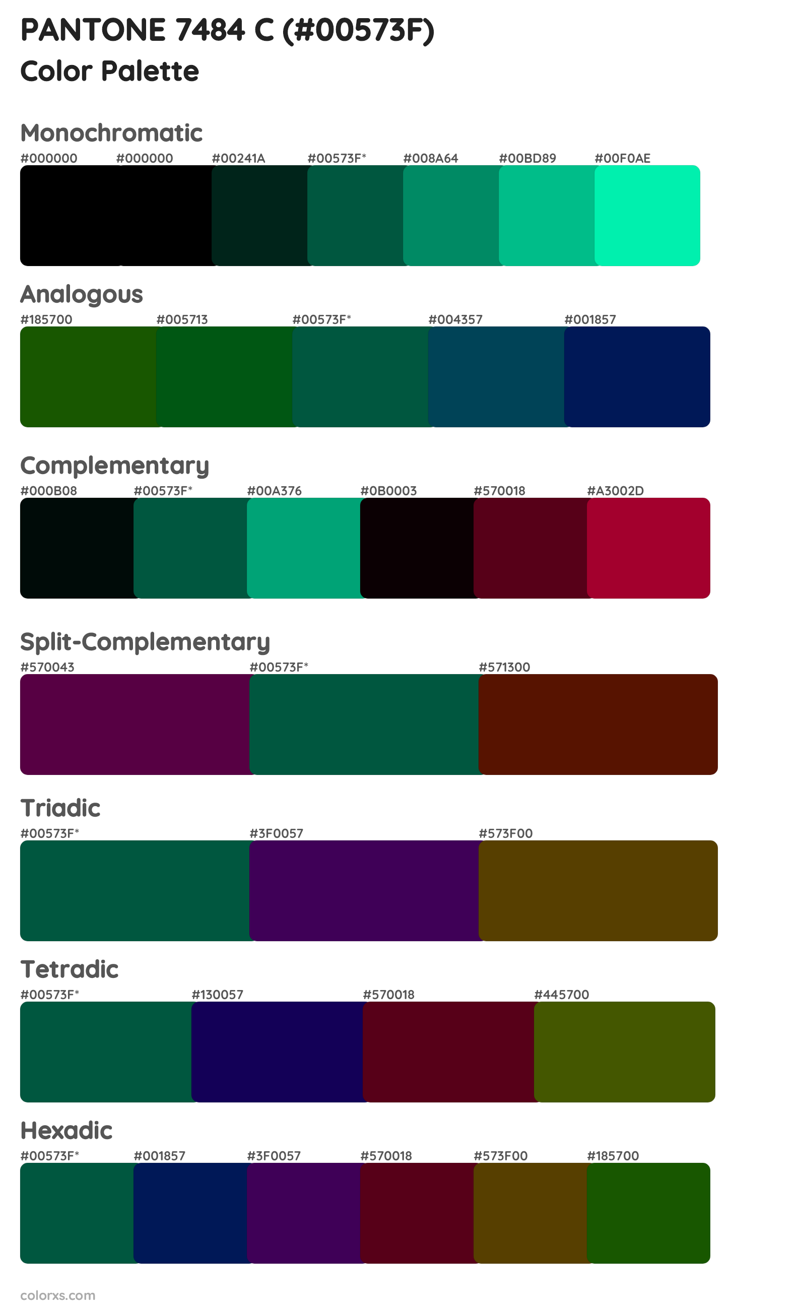 PANTONE 7484 C Color Scheme Palettes