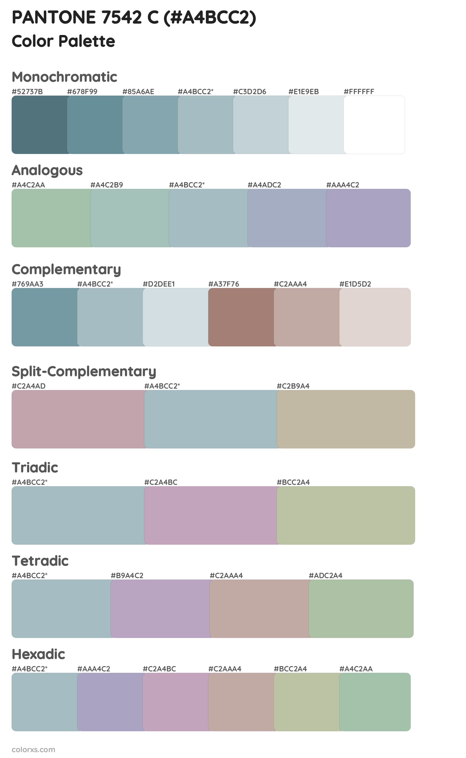 PANTONE 7542 C Color Scheme Palettes