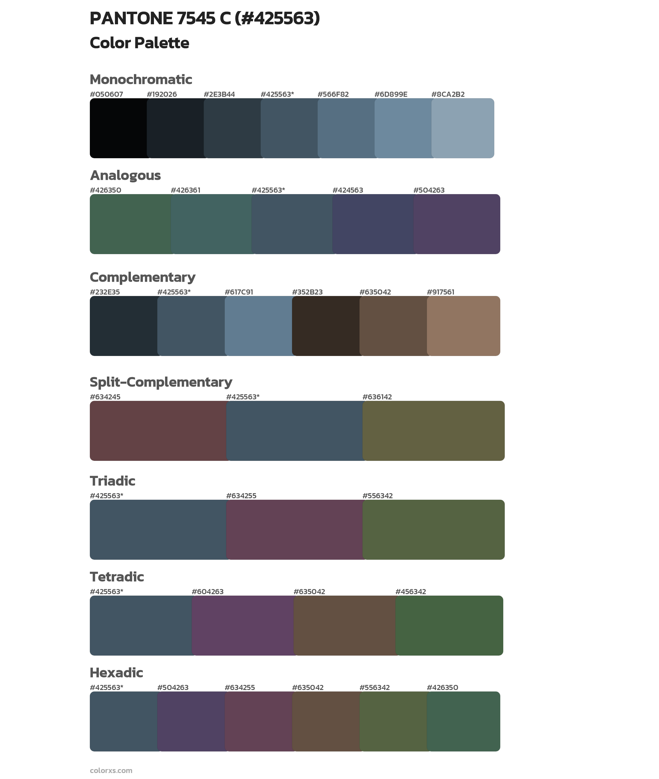PANTONE 7545 C Color Scheme Palettes