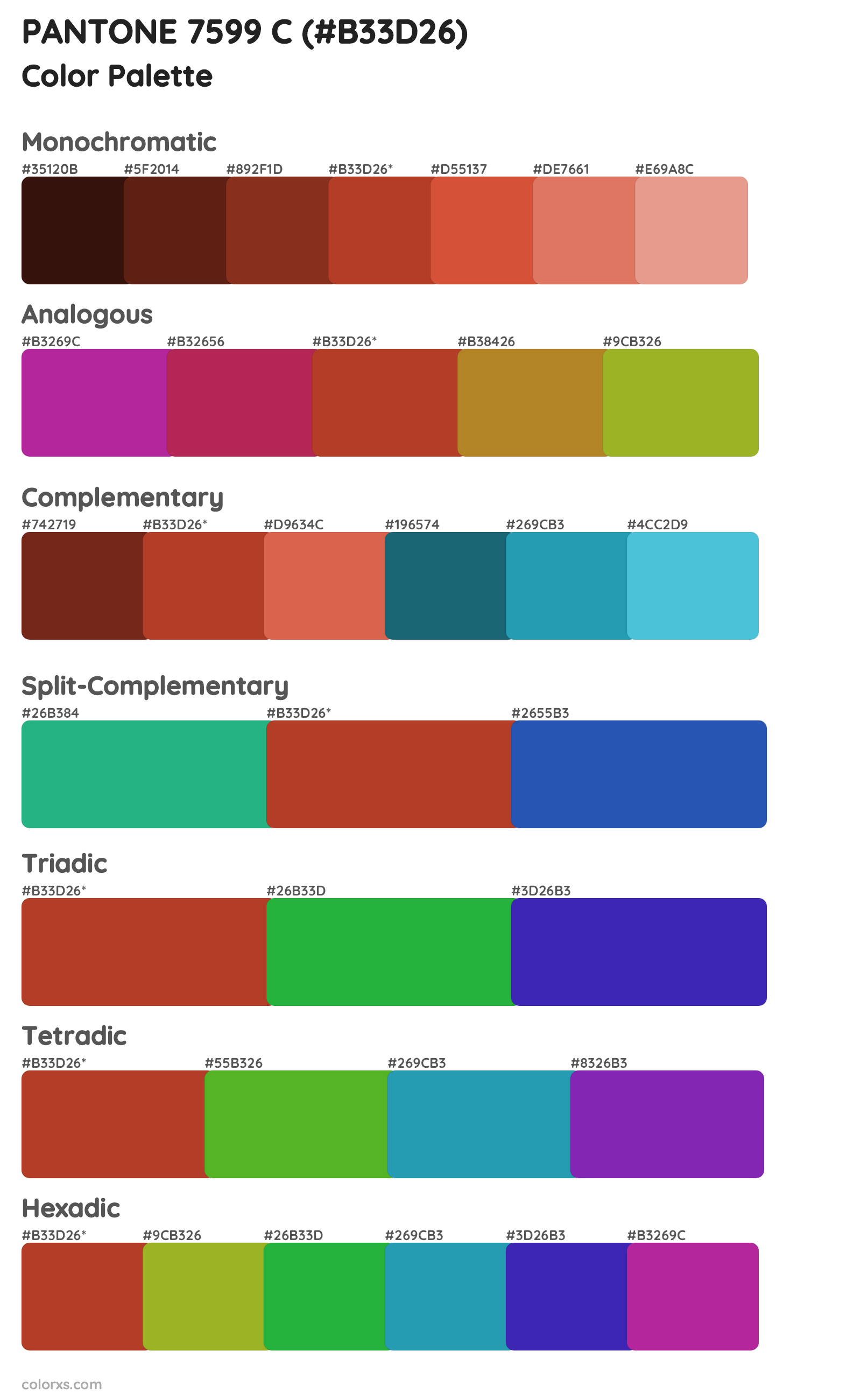 PANTONE 7599 C Color Scheme Palettes