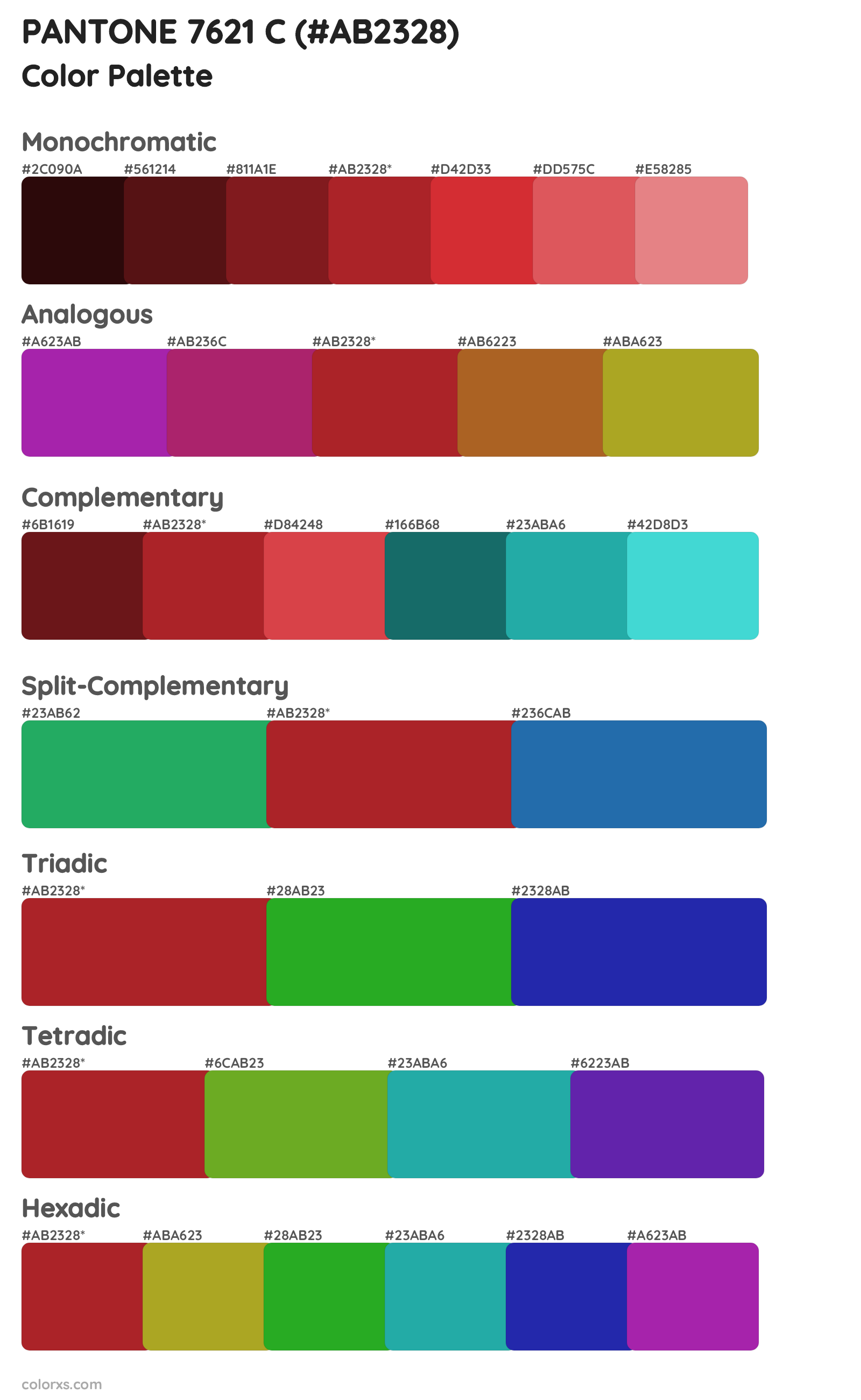 PANTONE 7621 C Color Scheme Palettes