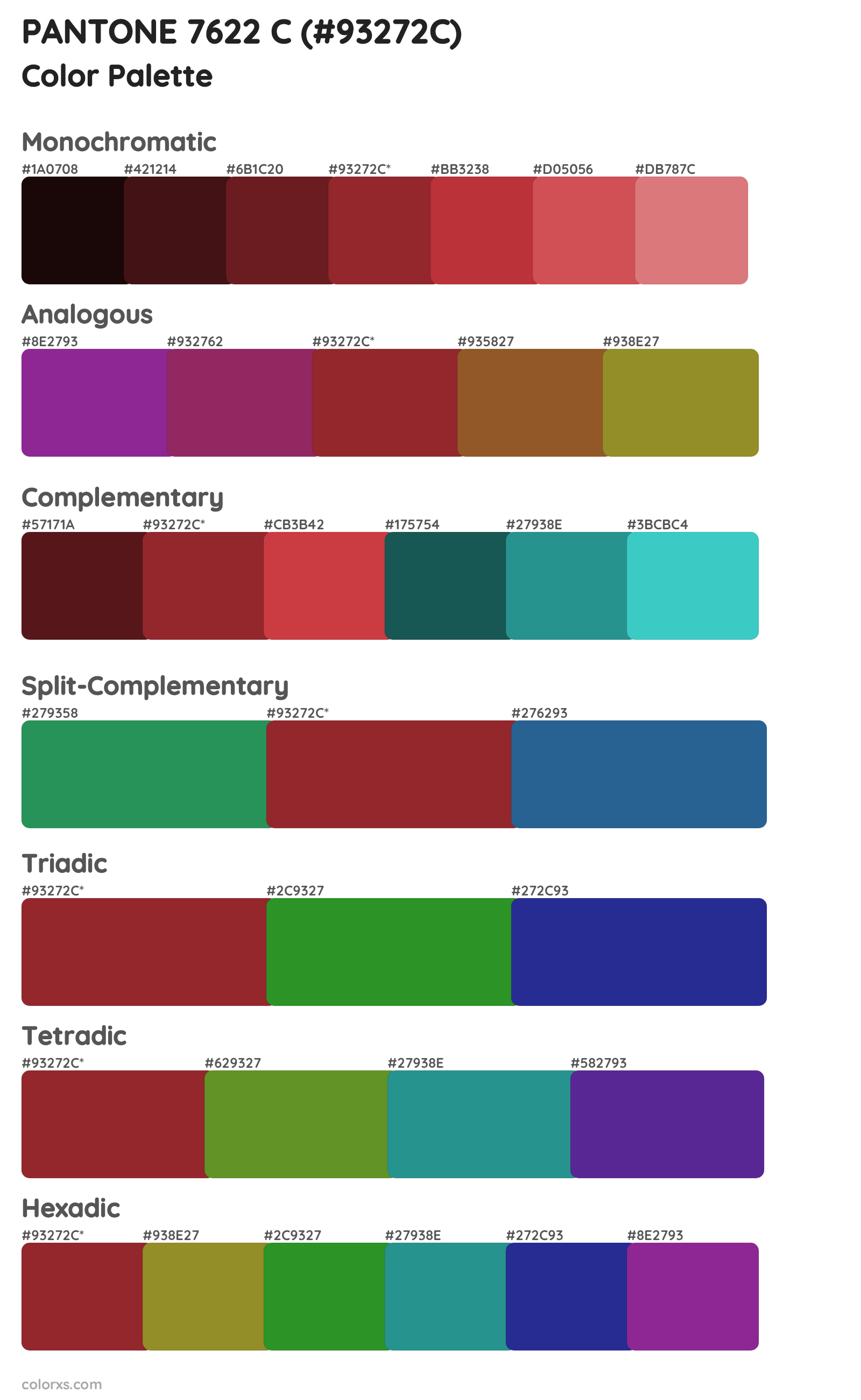 PANTONE 7622 C Color Scheme Palettes