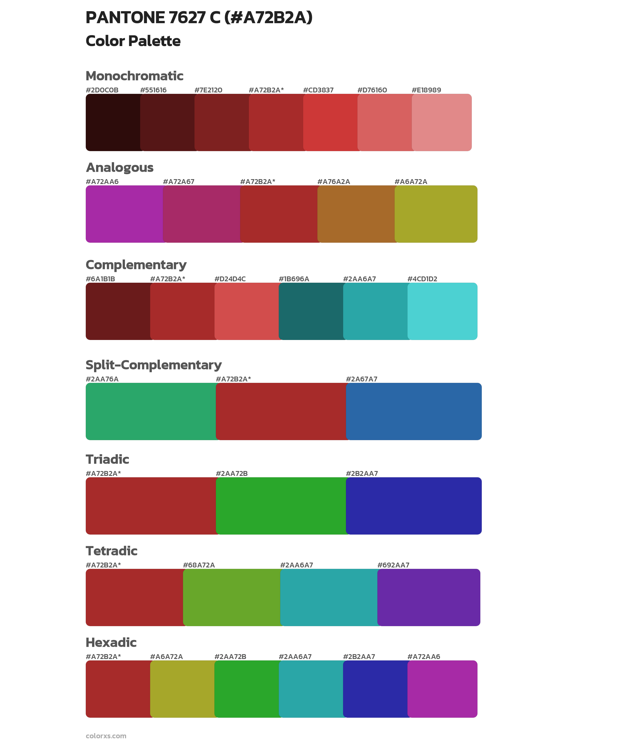 PANTONE 7627 C Color Scheme Palettes
