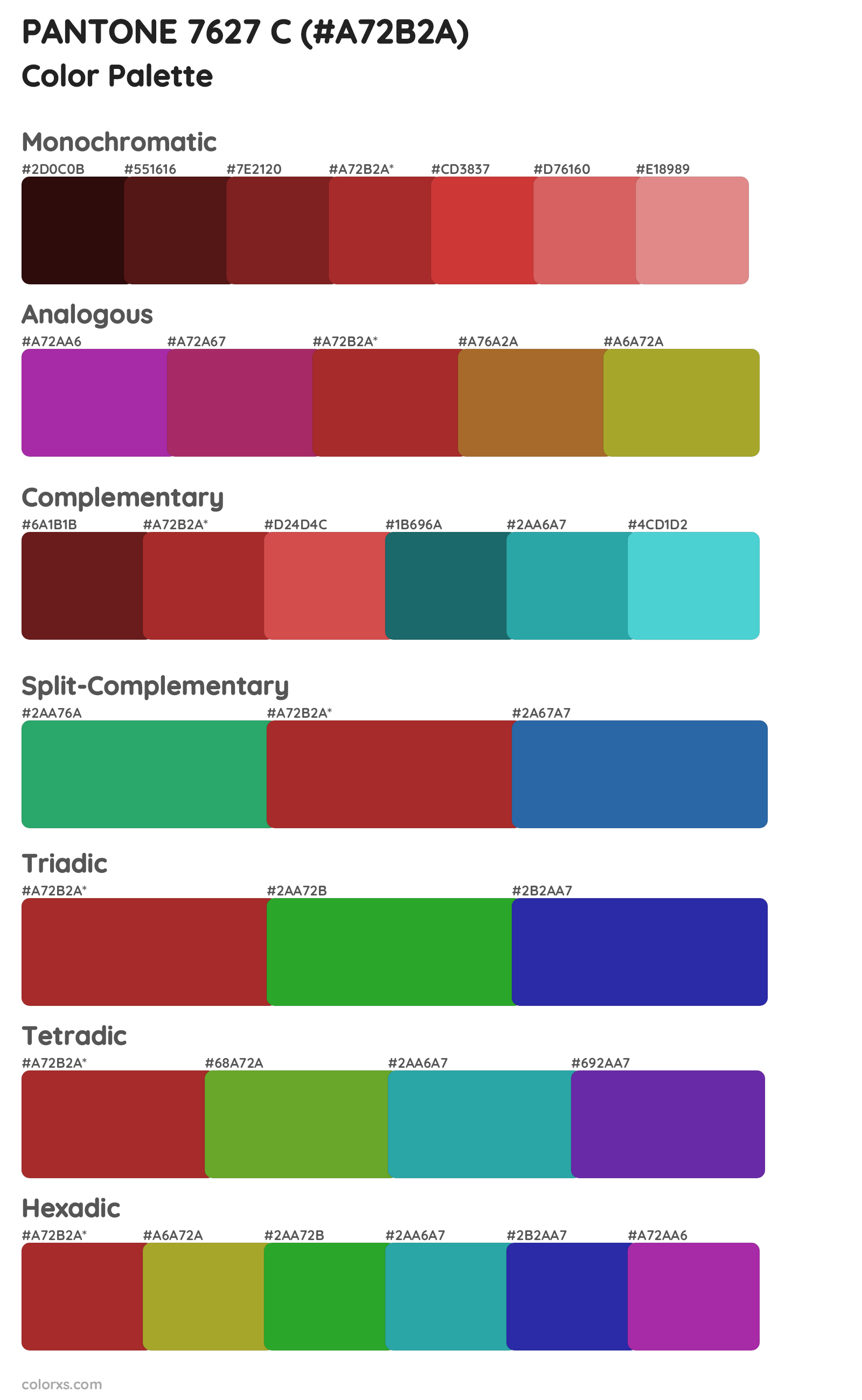 PANTONE 7627 C Color Scheme Palettes
