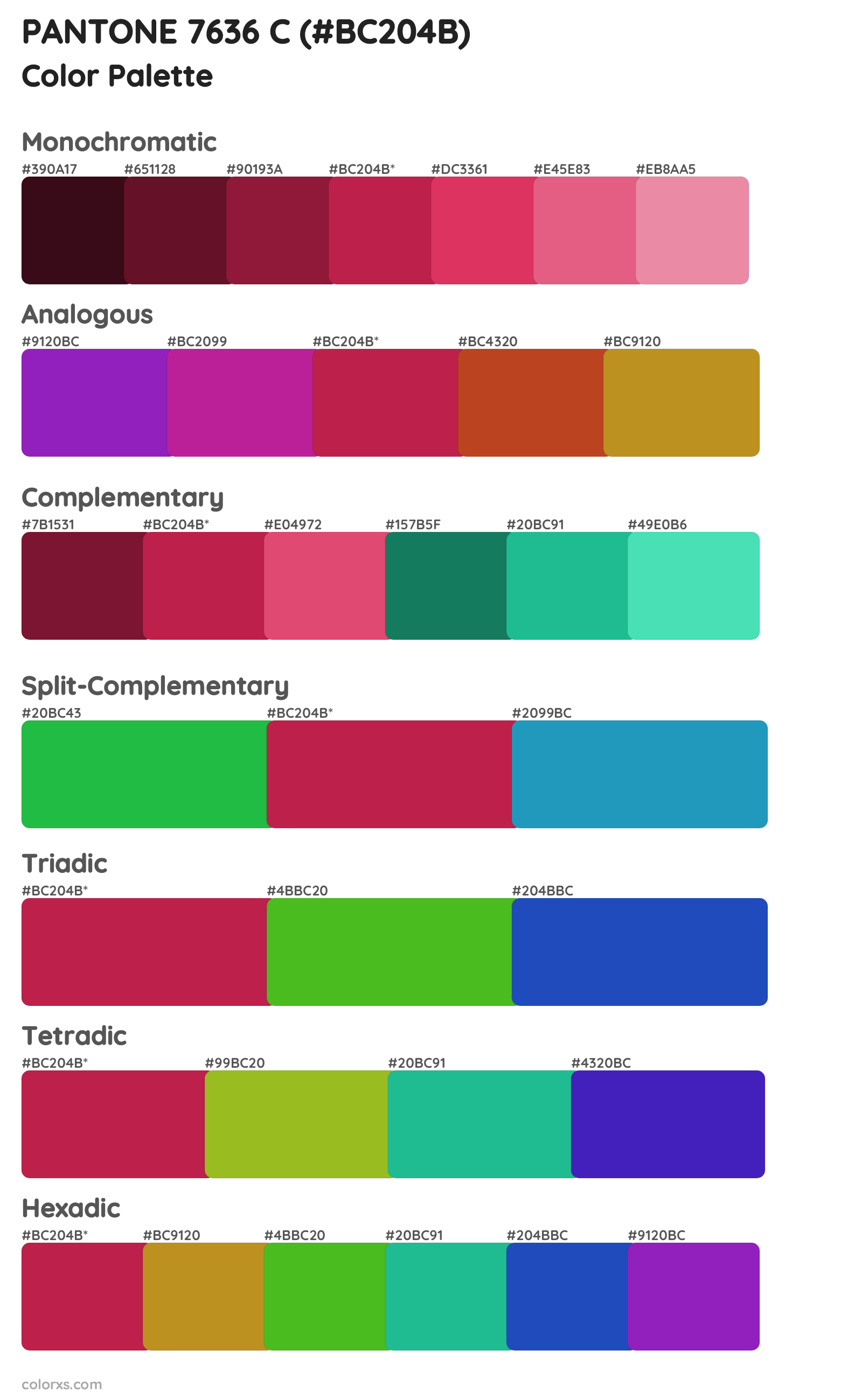 PANTONE 7636 C Color Scheme Palettes