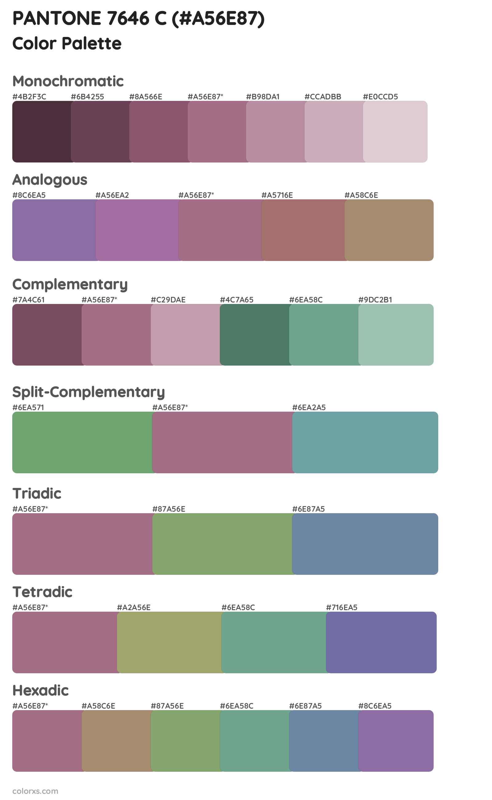 PANTONE 7646 C Color Scheme Palettes