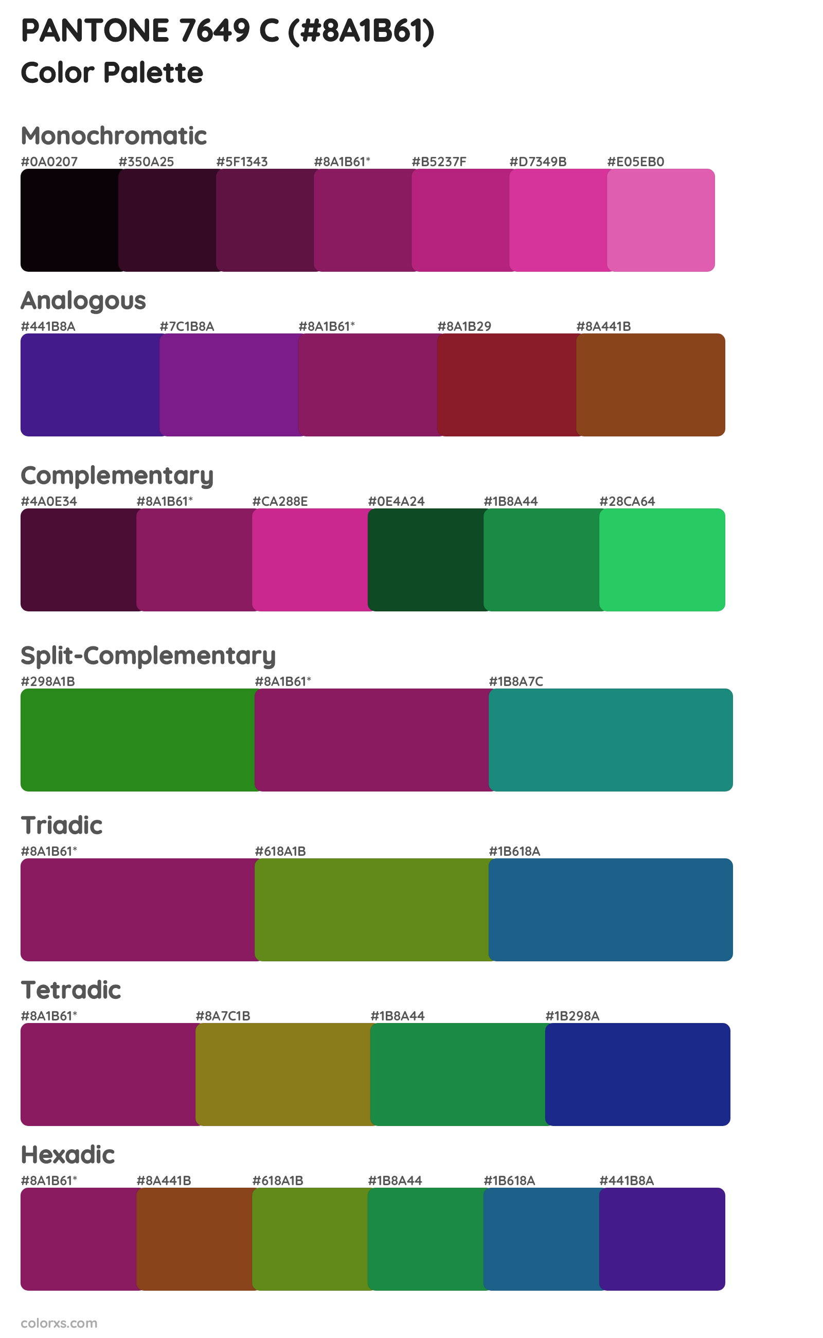 PANTONE 7649 C Color Scheme Palettes