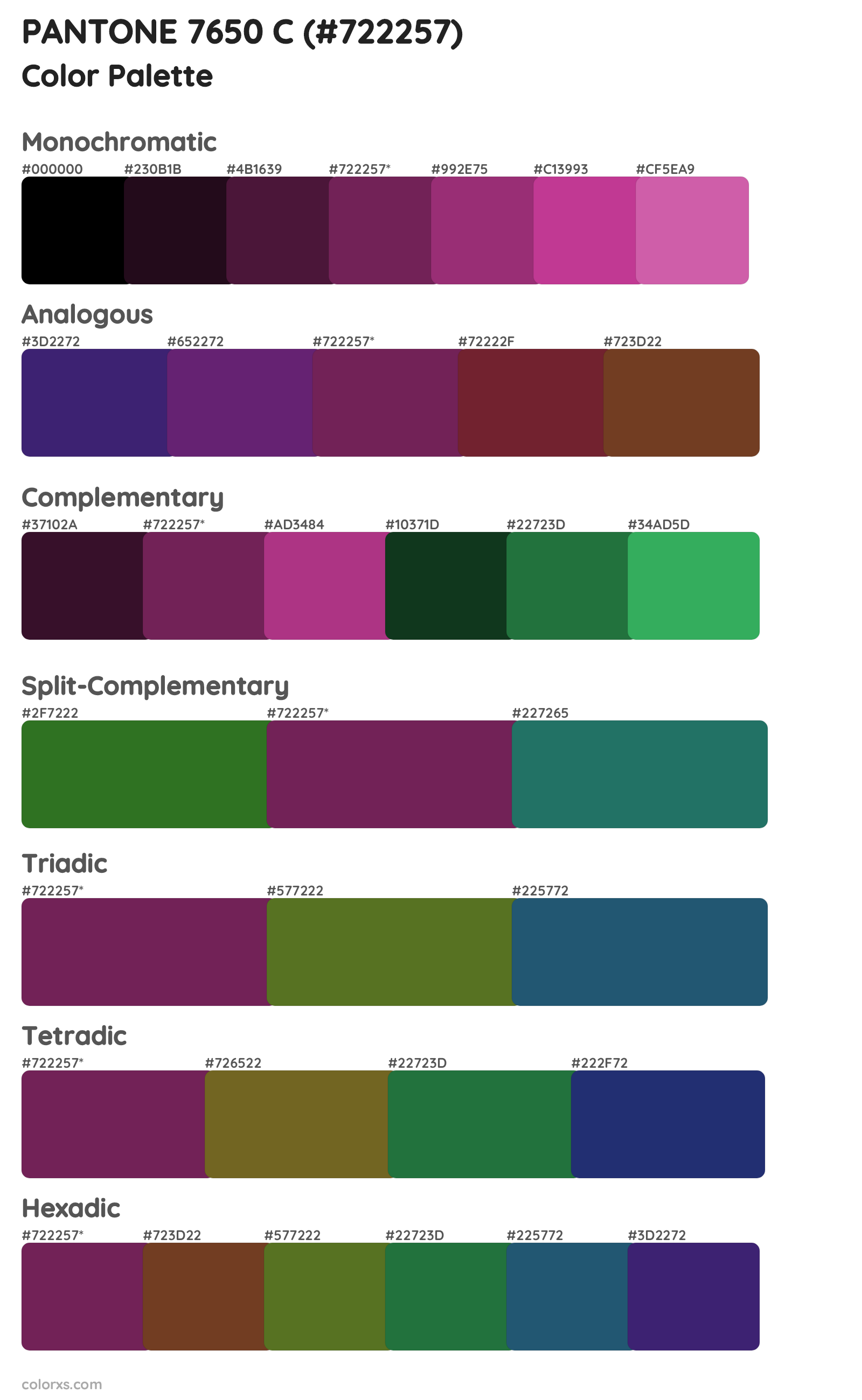 PANTONE 7650 C Color Scheme Palettes