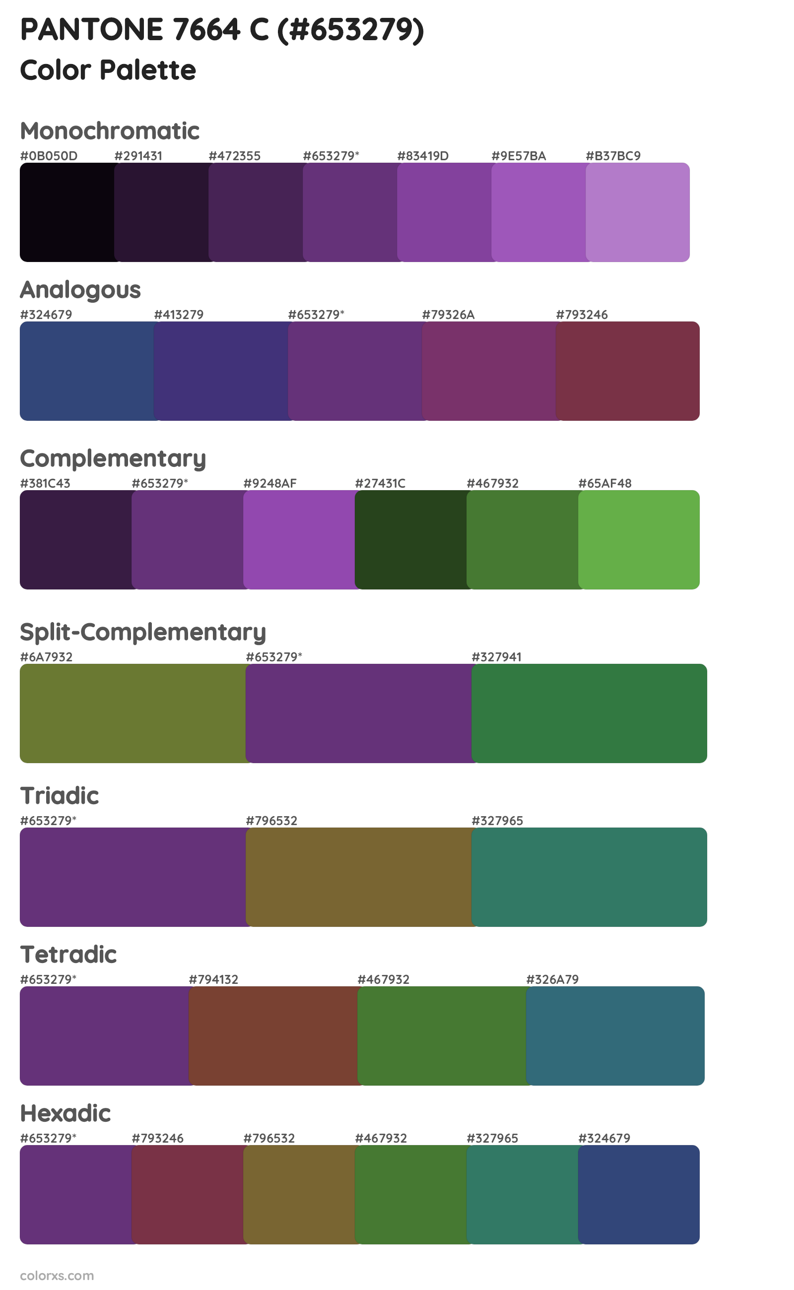 PANTONE 7664 C Color Scheme Palettes