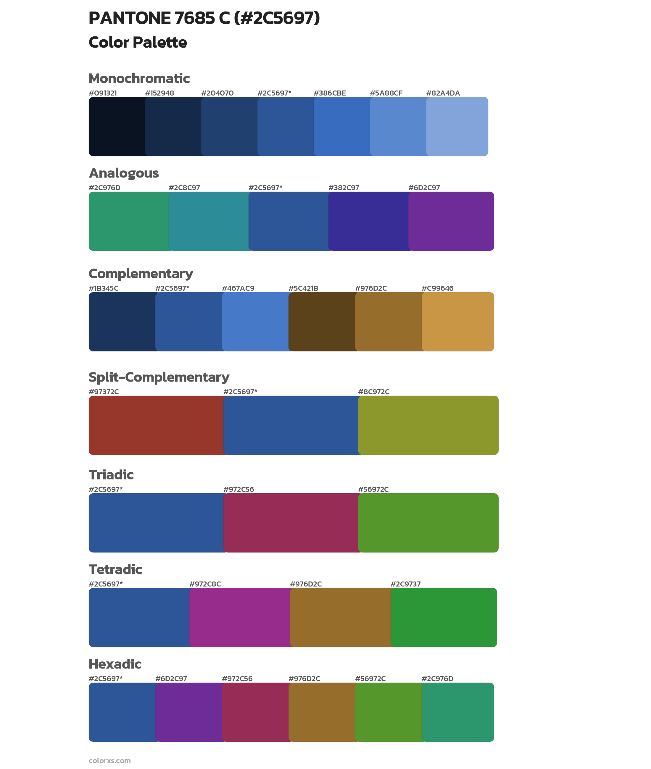 PANTONE 7685 C color palettes - colorxs.com