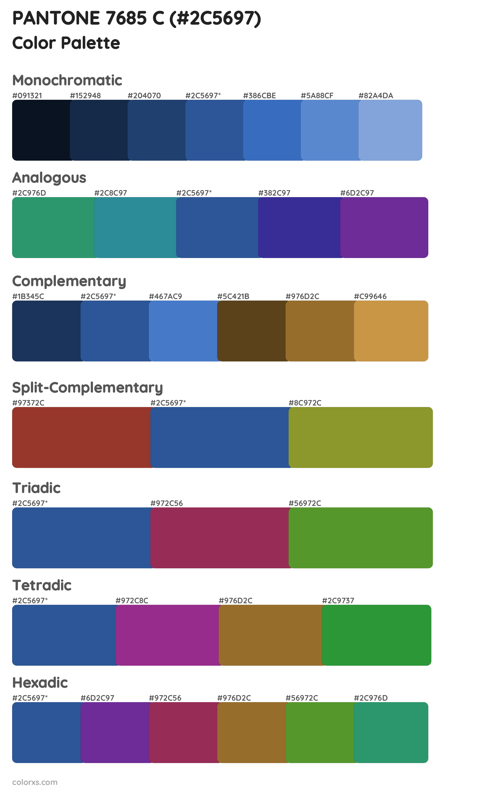 PANTONE 7685 C Color Scheme Palettes