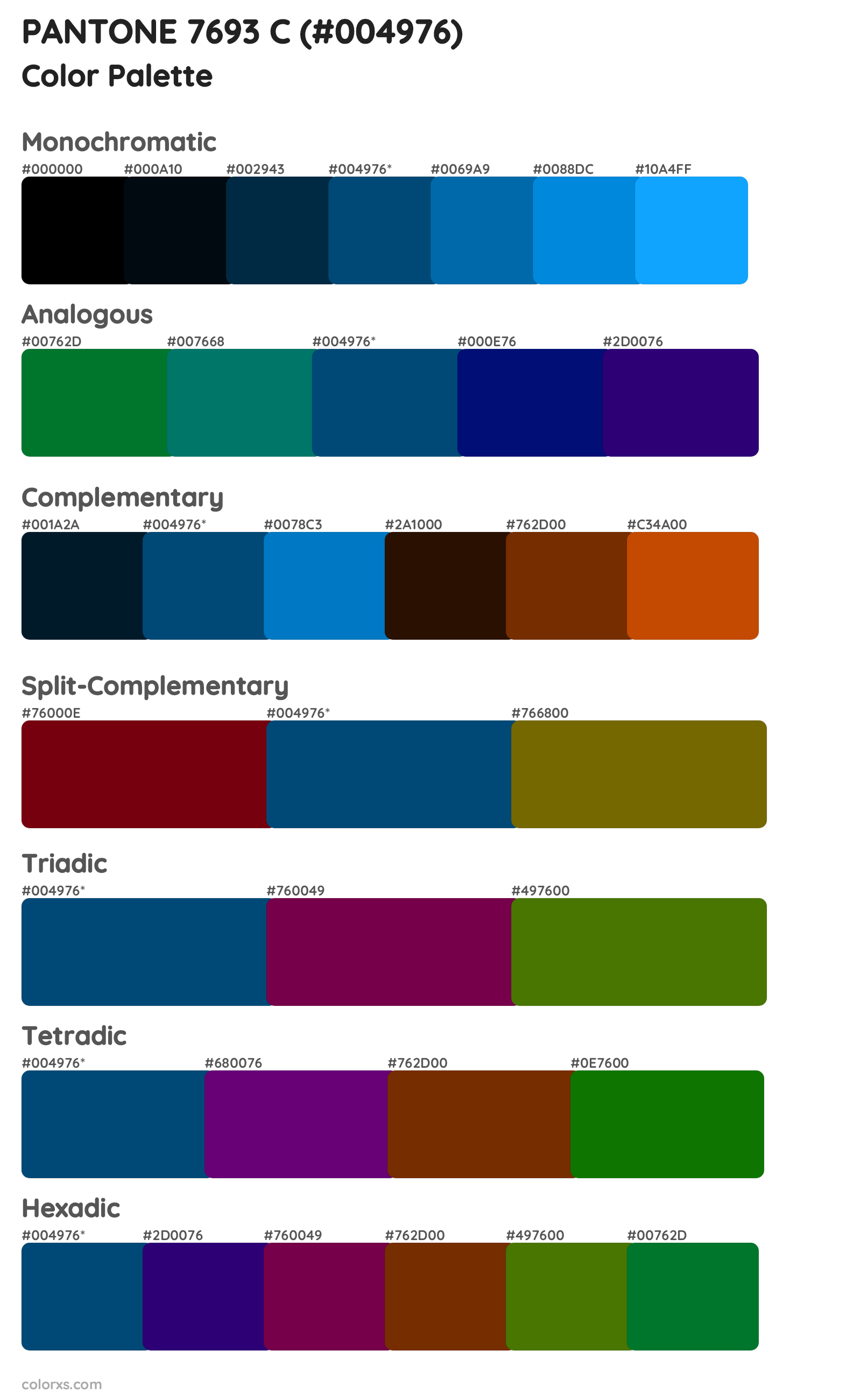 PANTONE 7693 C Color Scheme Palettes