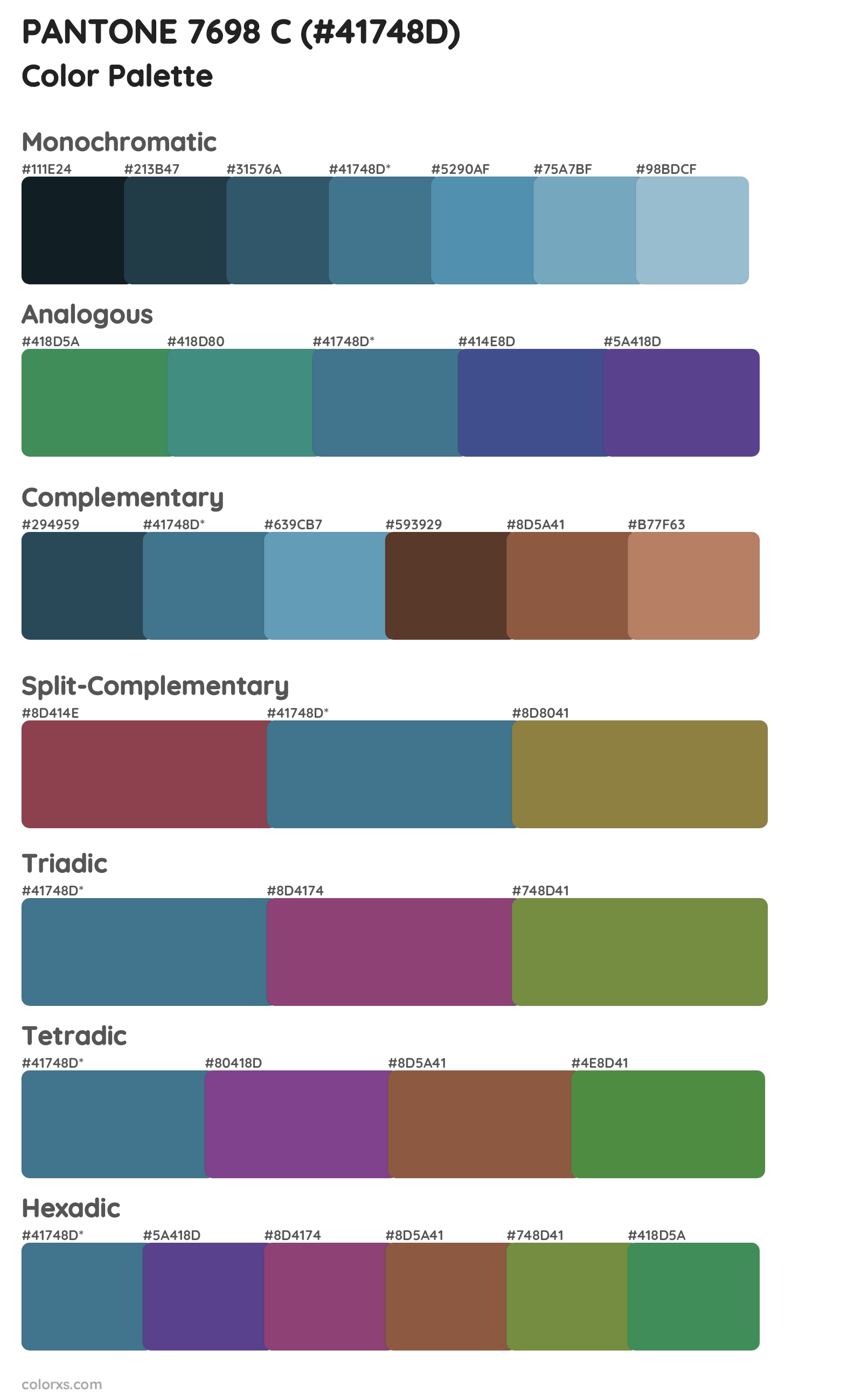 PANTONE 7698 C Color Scheme Palettes