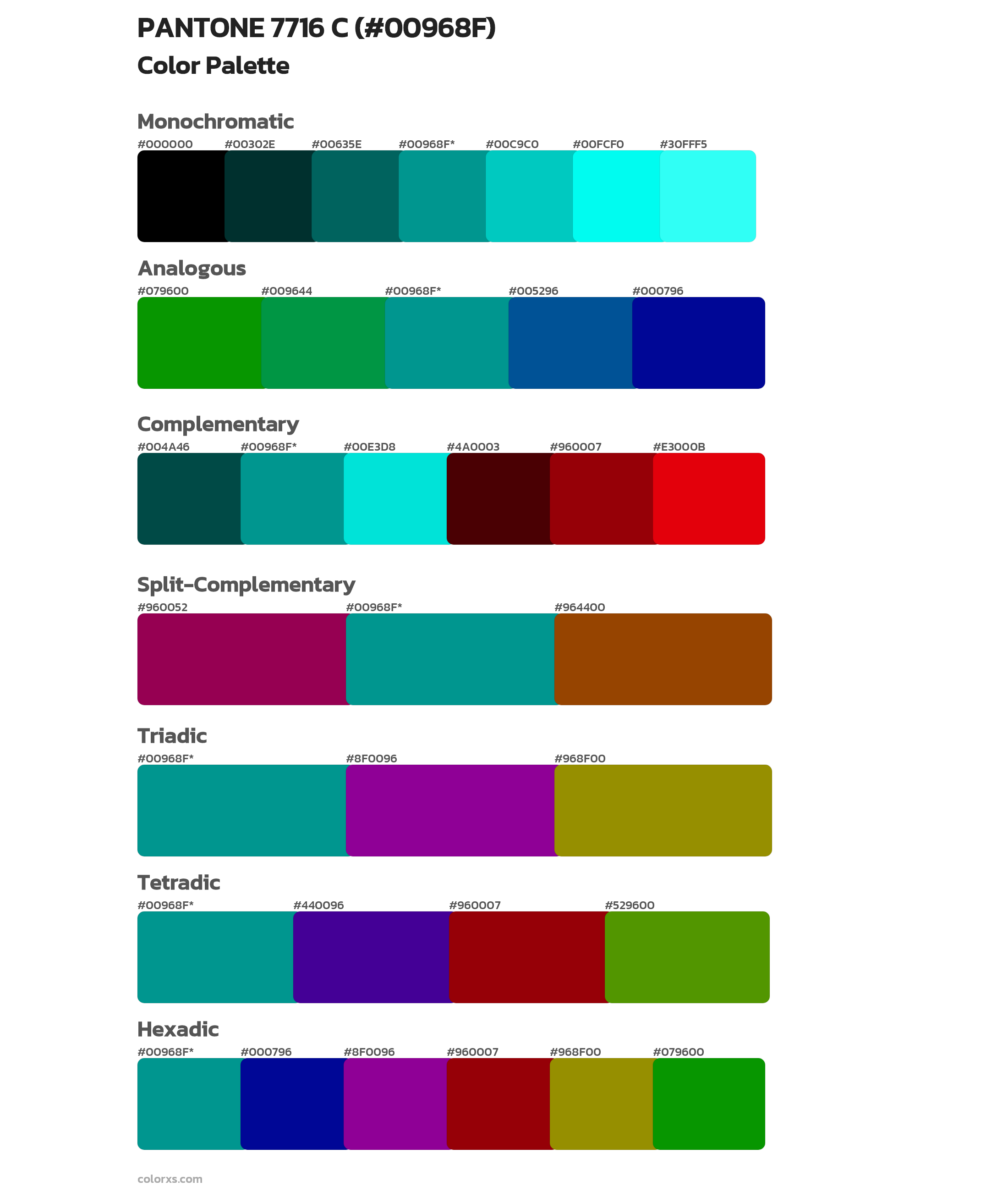 PANTONE 7716 C Color Scheme Palettes