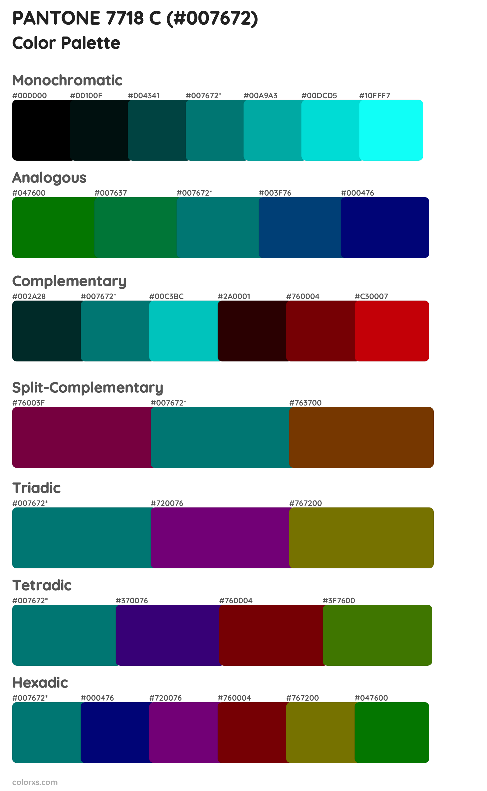 PANTONE 7718 C Color Scheme Palettes