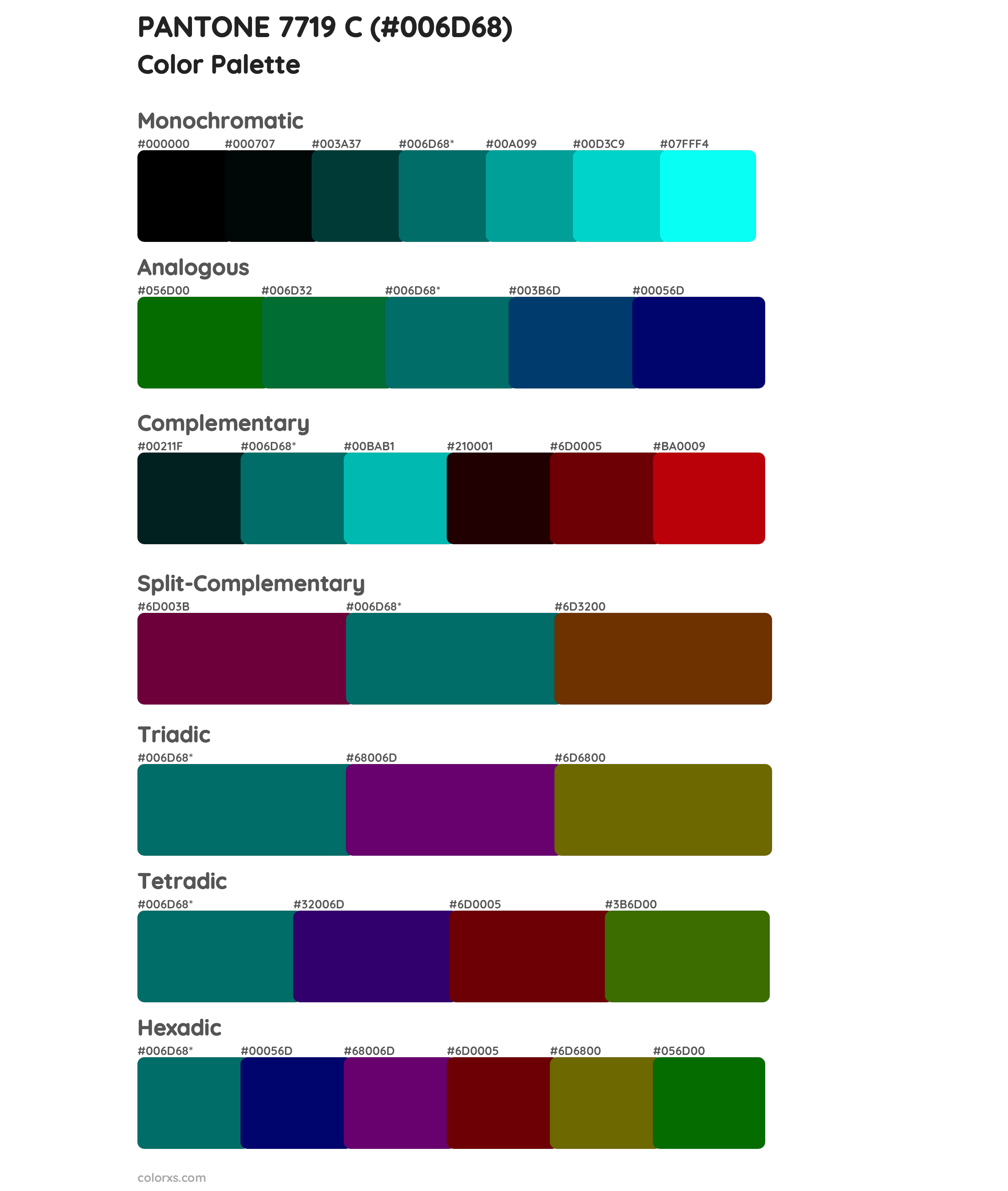 PANTONE 7719 C Color Scheme Palettes