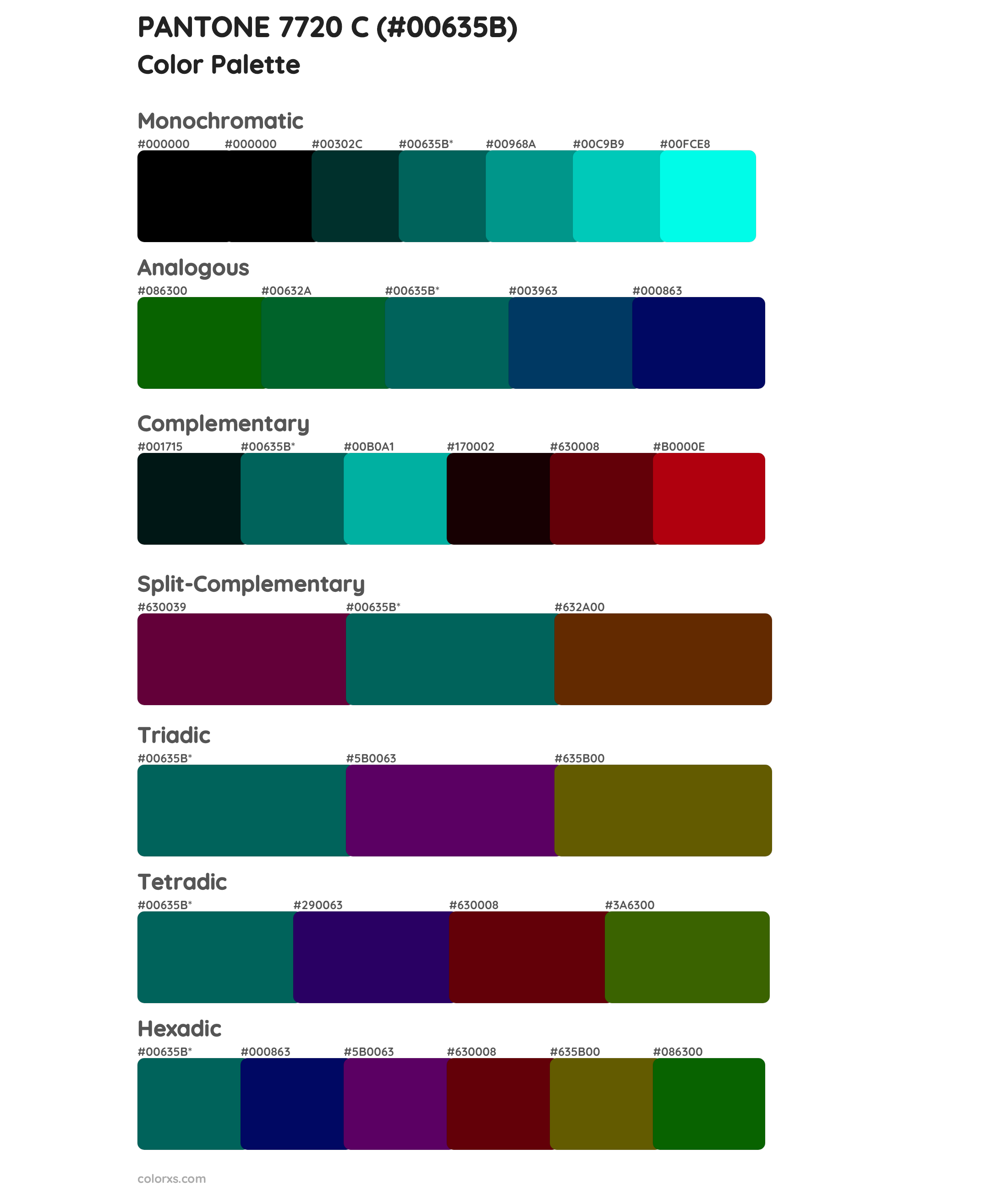 PANTONE 7720 C Color Scheme Palettes