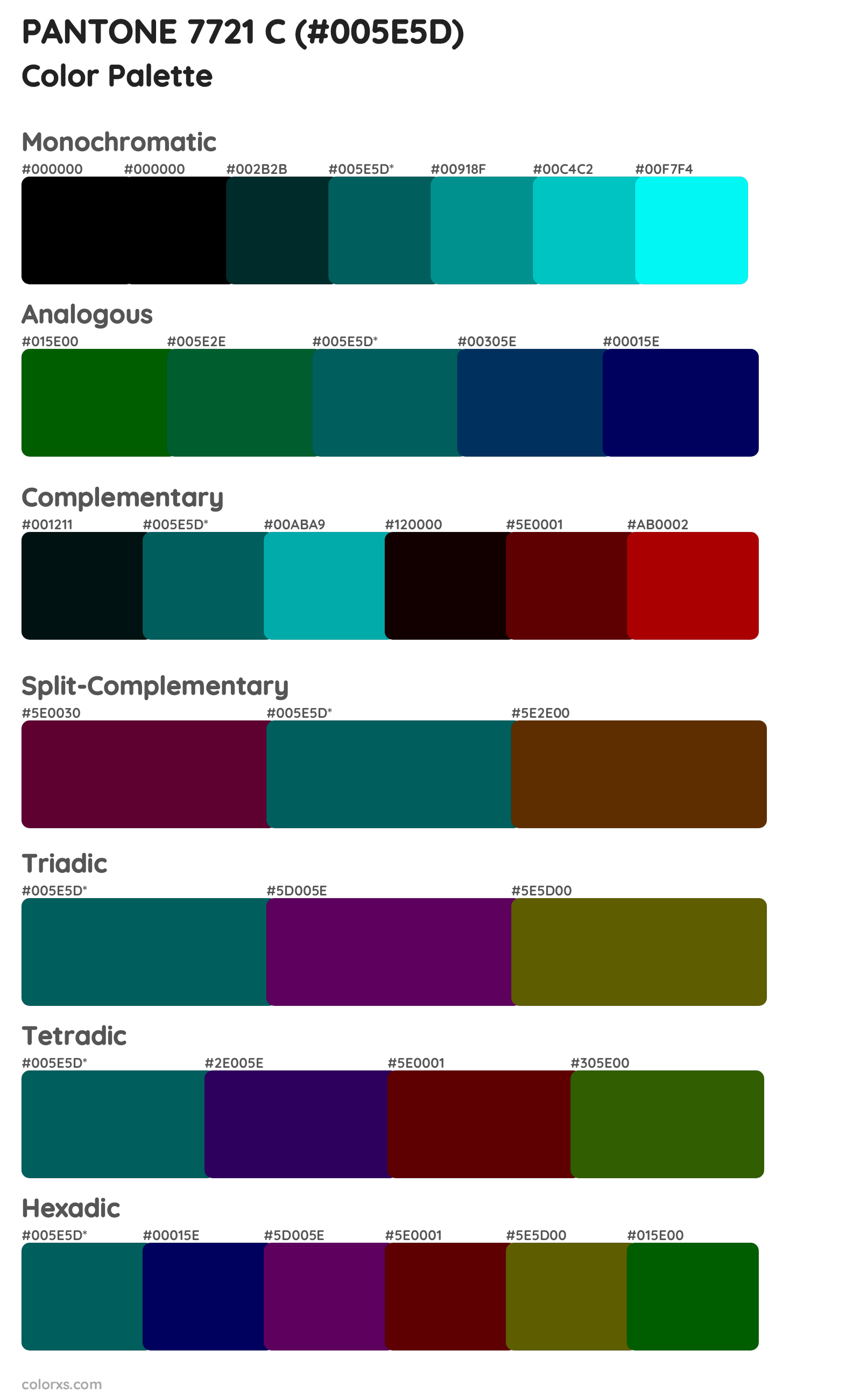 PANTONE 7721 C Color Scheme Palettes
