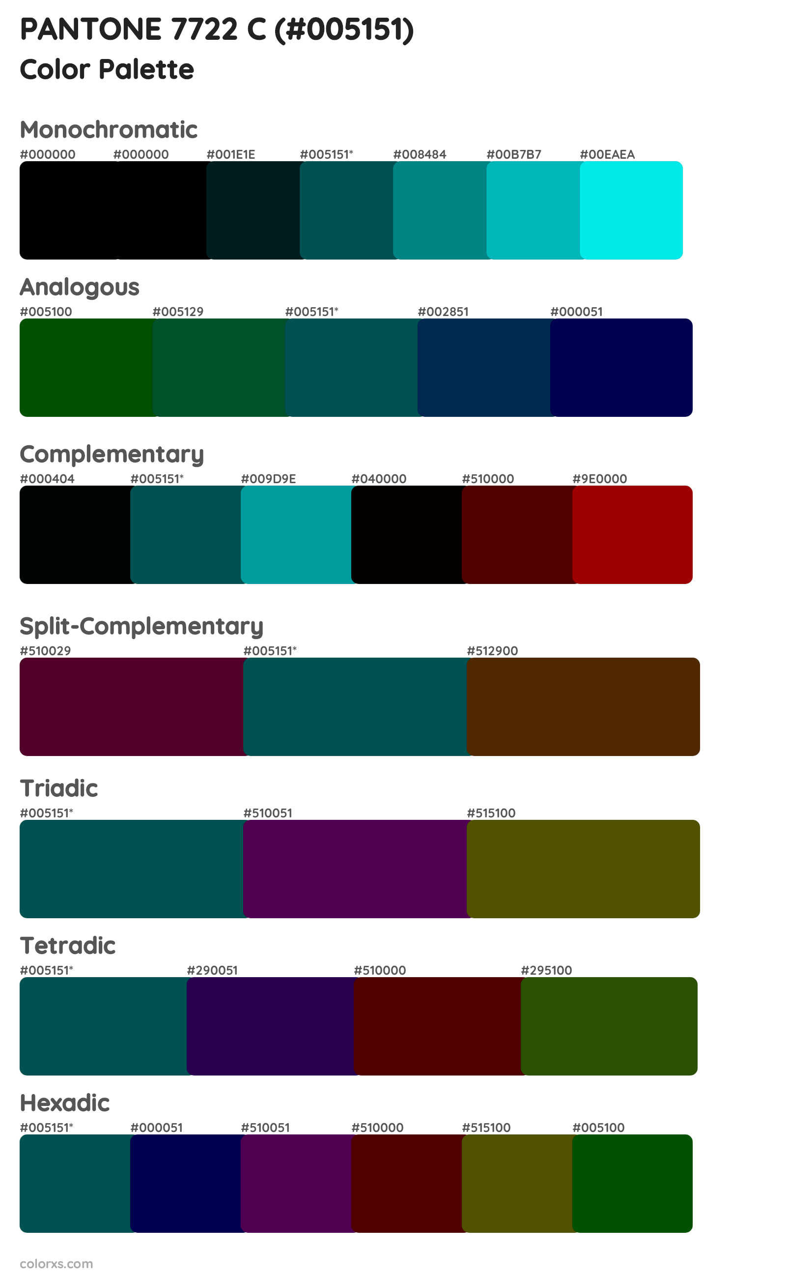 PANTONE 7722 C Color Scheme Palettes