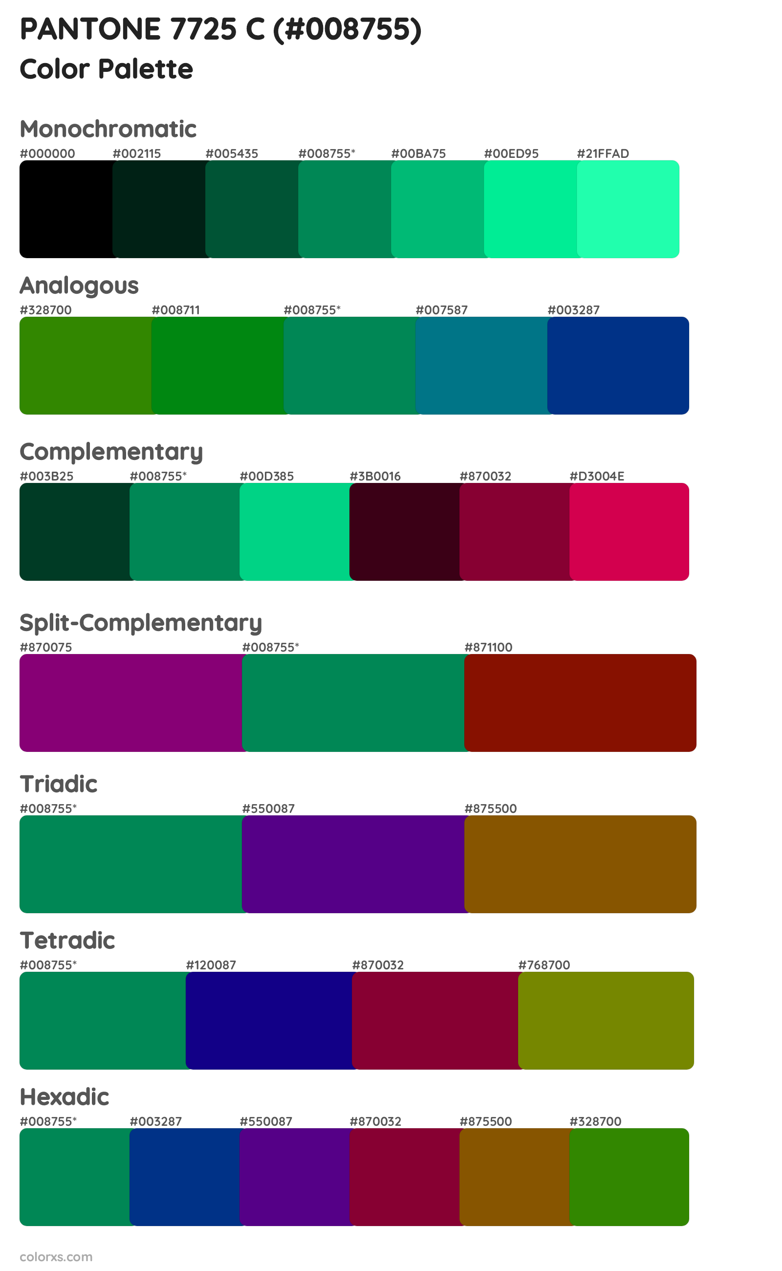 PANTONE 7725 C Color Scheme Palettes