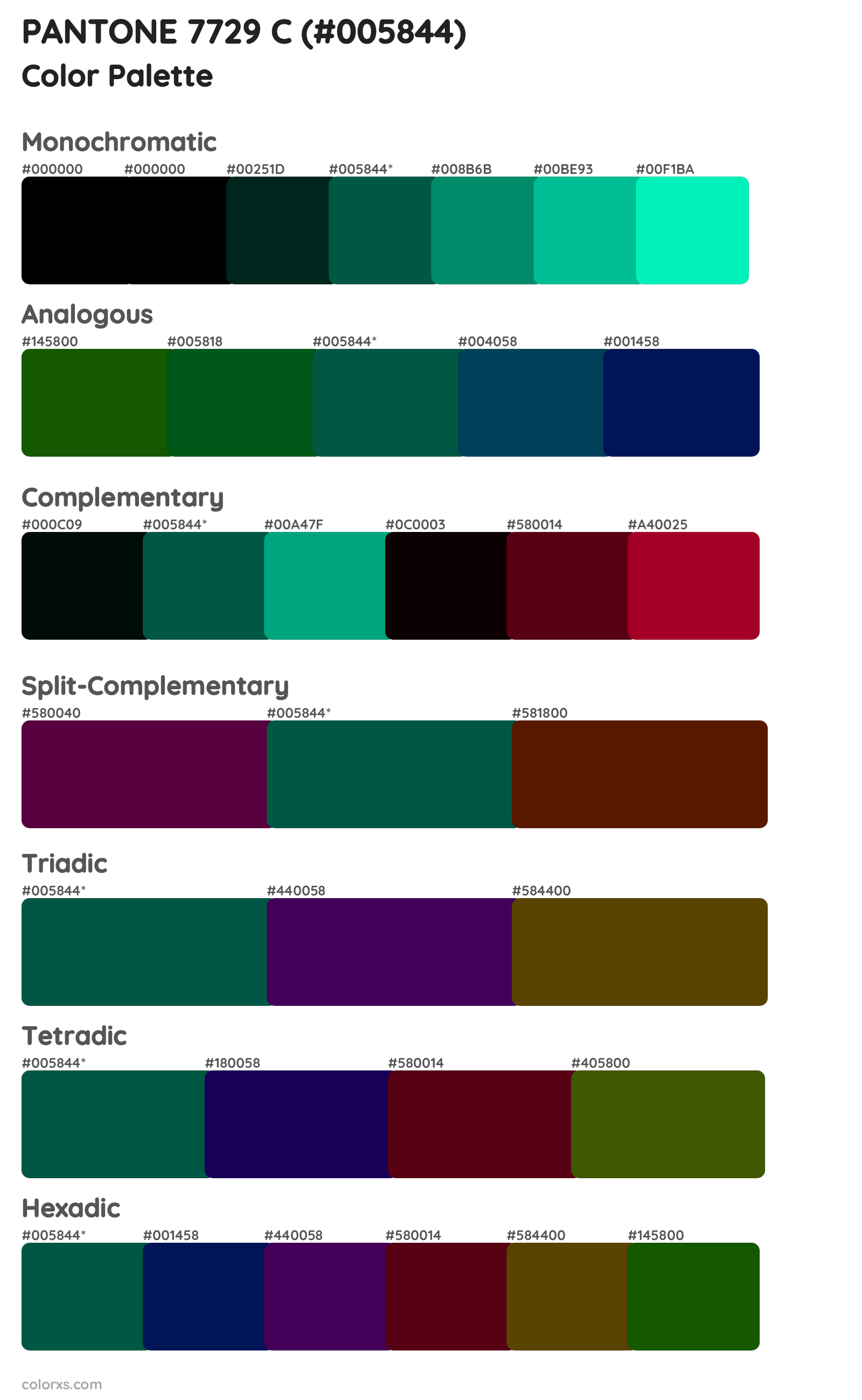 PANTONE 7729 C Color Scheme Palettes