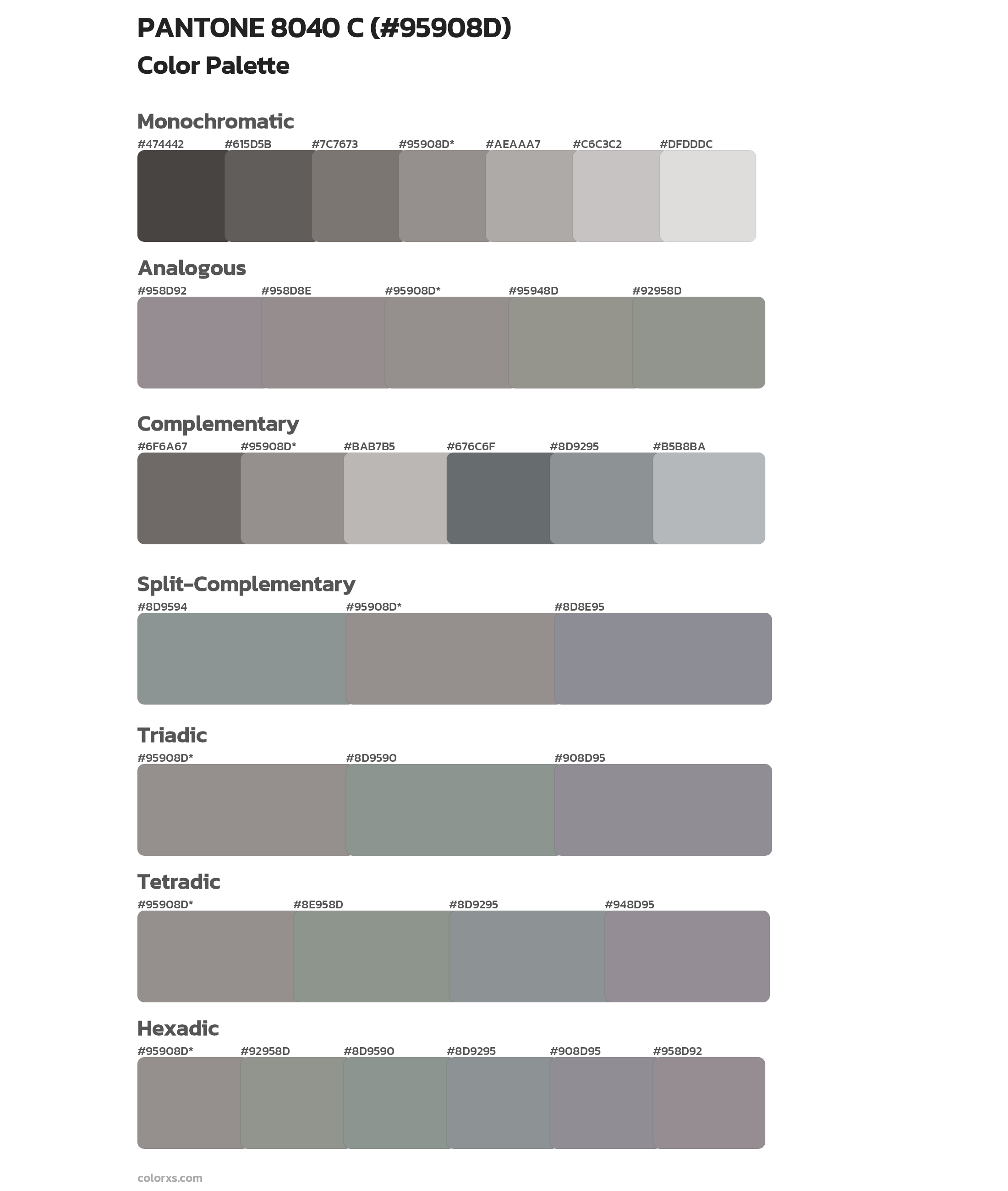 PANTONE 8040 C Color Scheme Palettes