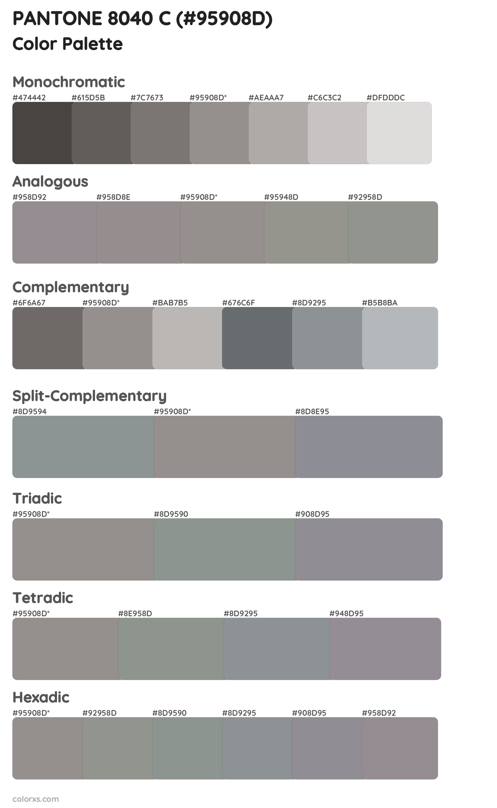 PANTONE 8040 C Color Scheme Palettes