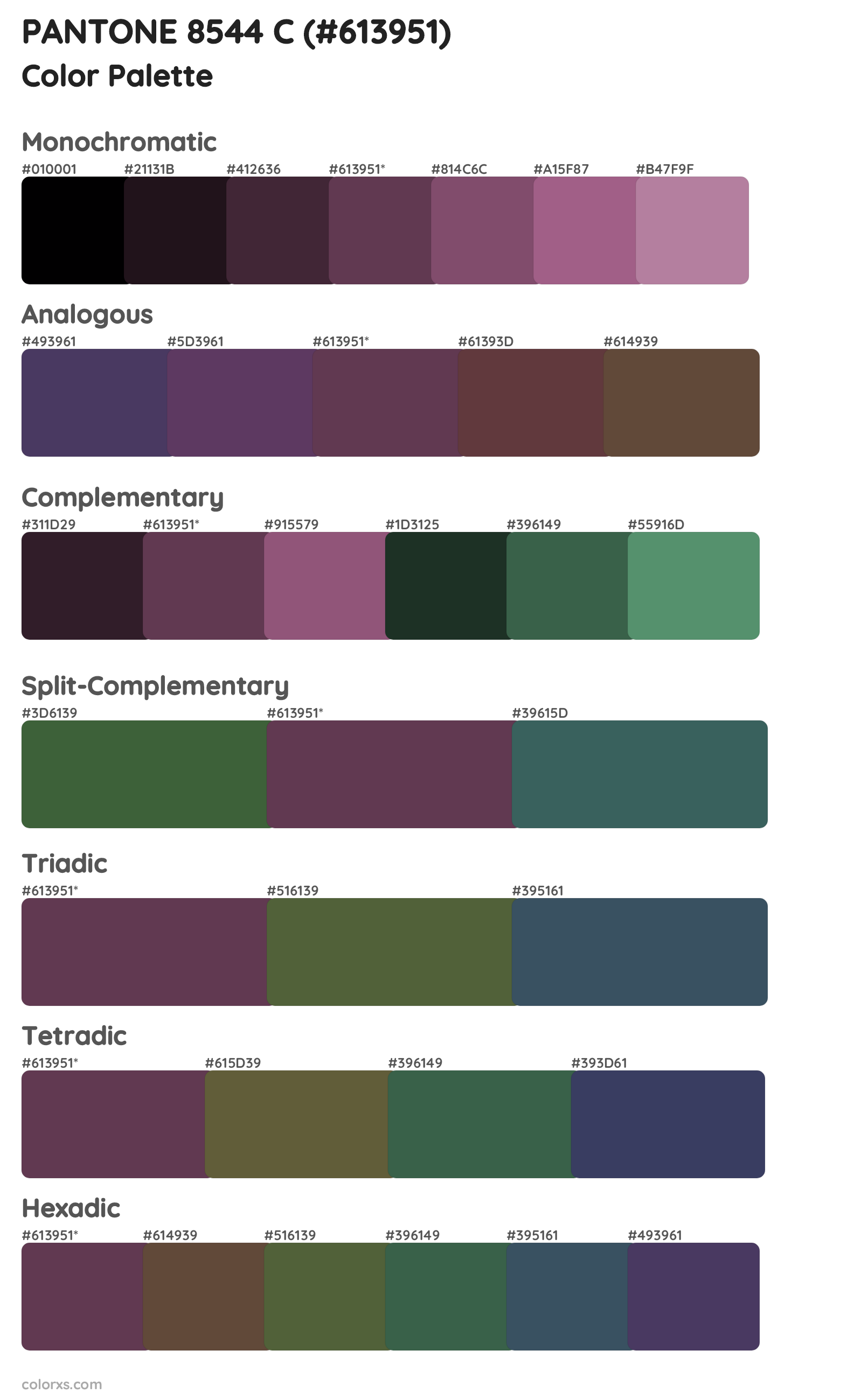 PANTONE 8544 C Color Scheme Palettes
