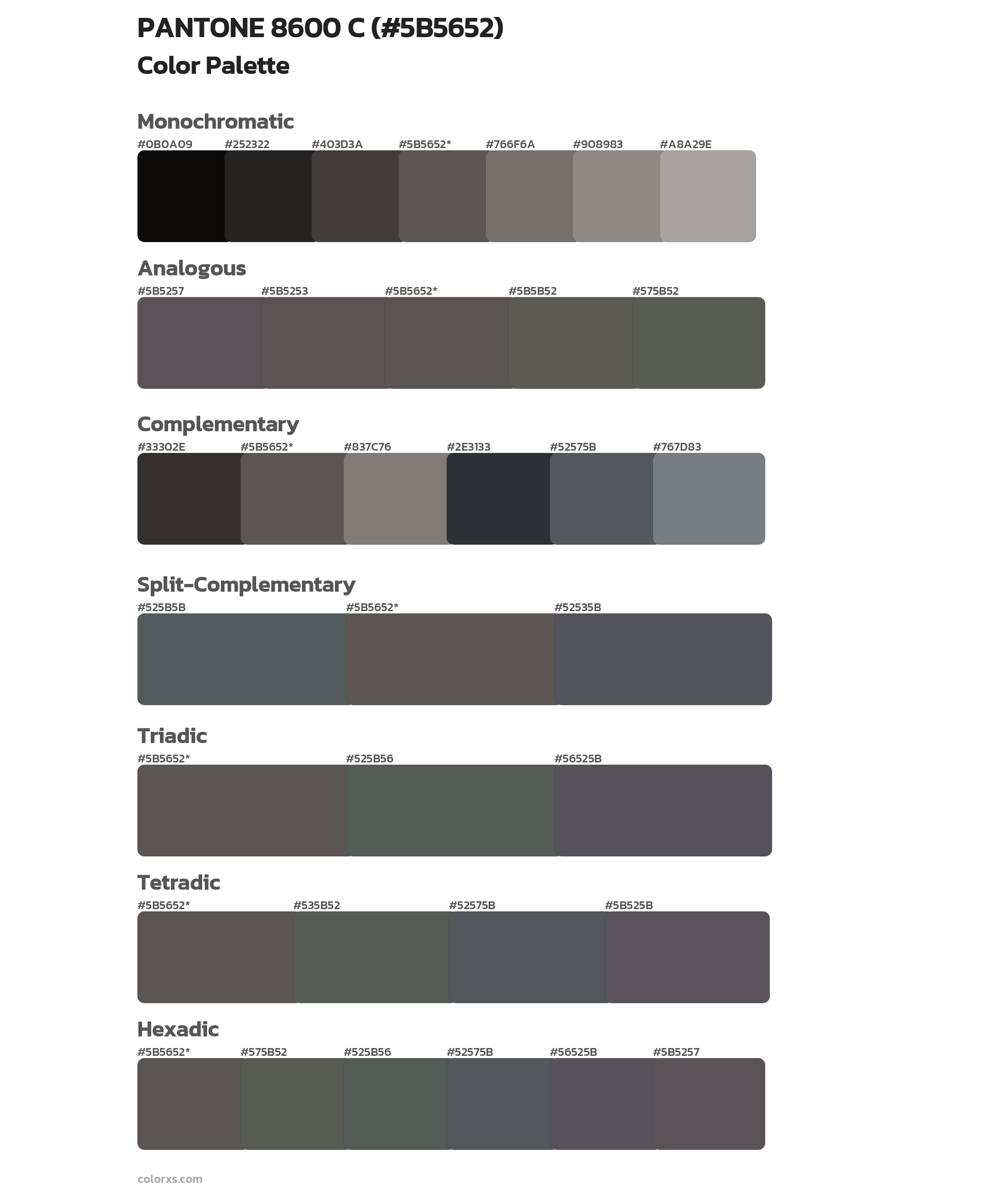 PANTONE 8600 C Color Scheme Palettes