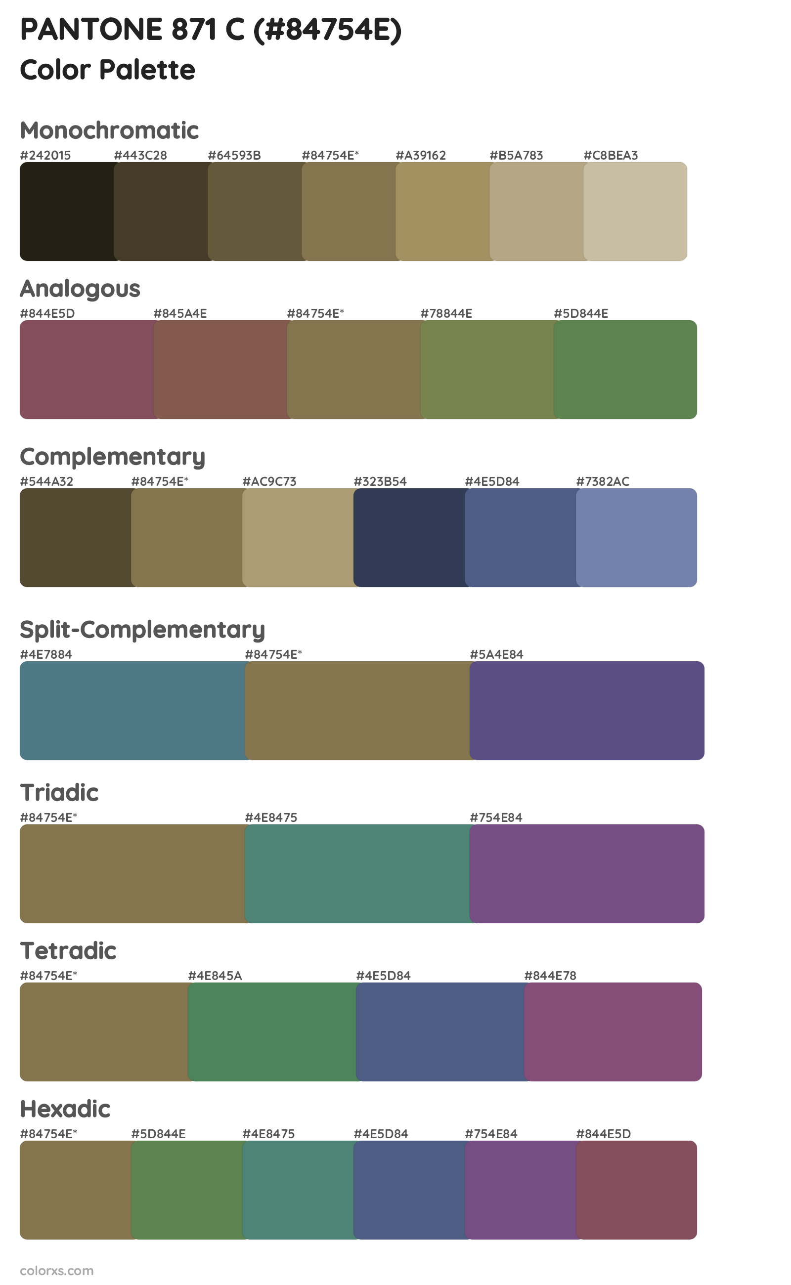 PANTONE 871 C Color Scheme Palettes