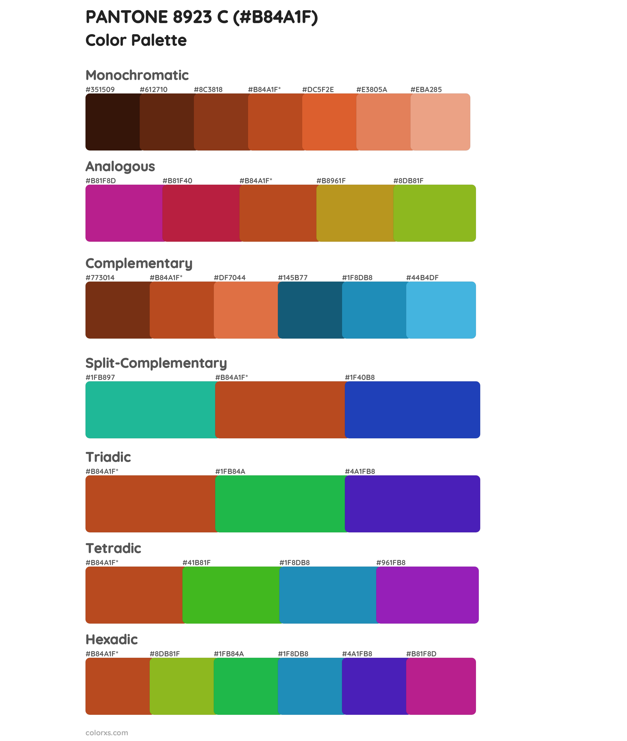 PANTONE 8923 C Color Scheme Palettes