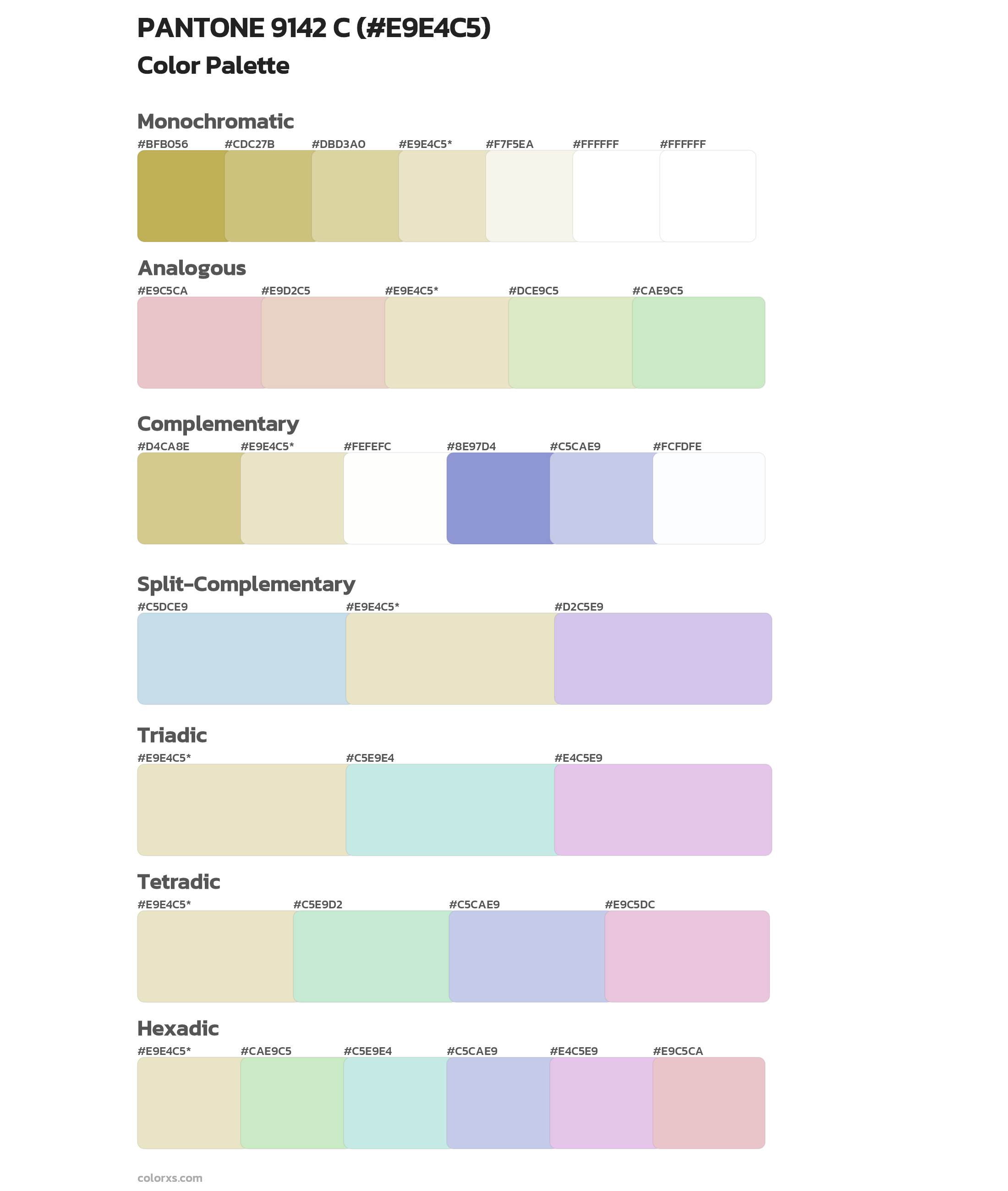 PANTONE 9142 C Color Scheme Palettes
