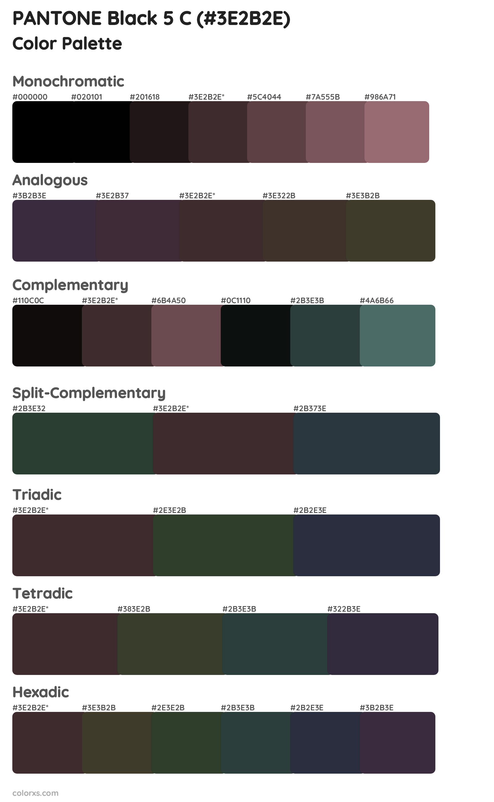 PANTONE Black 5 C Color Scheme Palettes