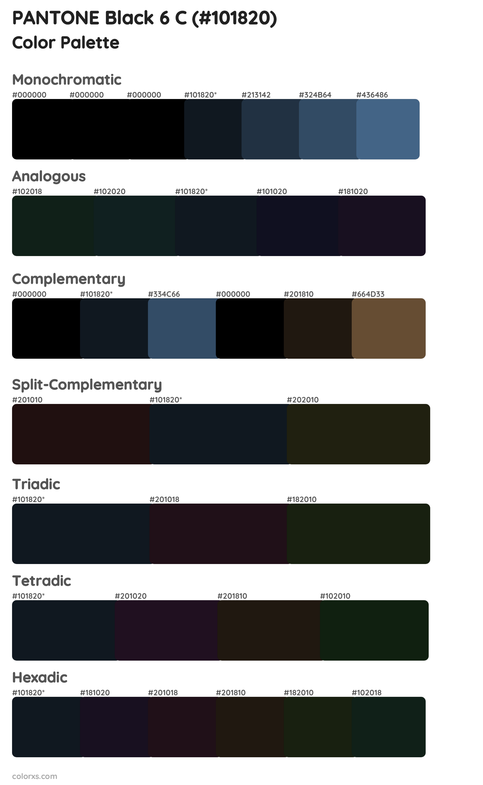 PANTONE Black 6 C Color Scheme Palettes