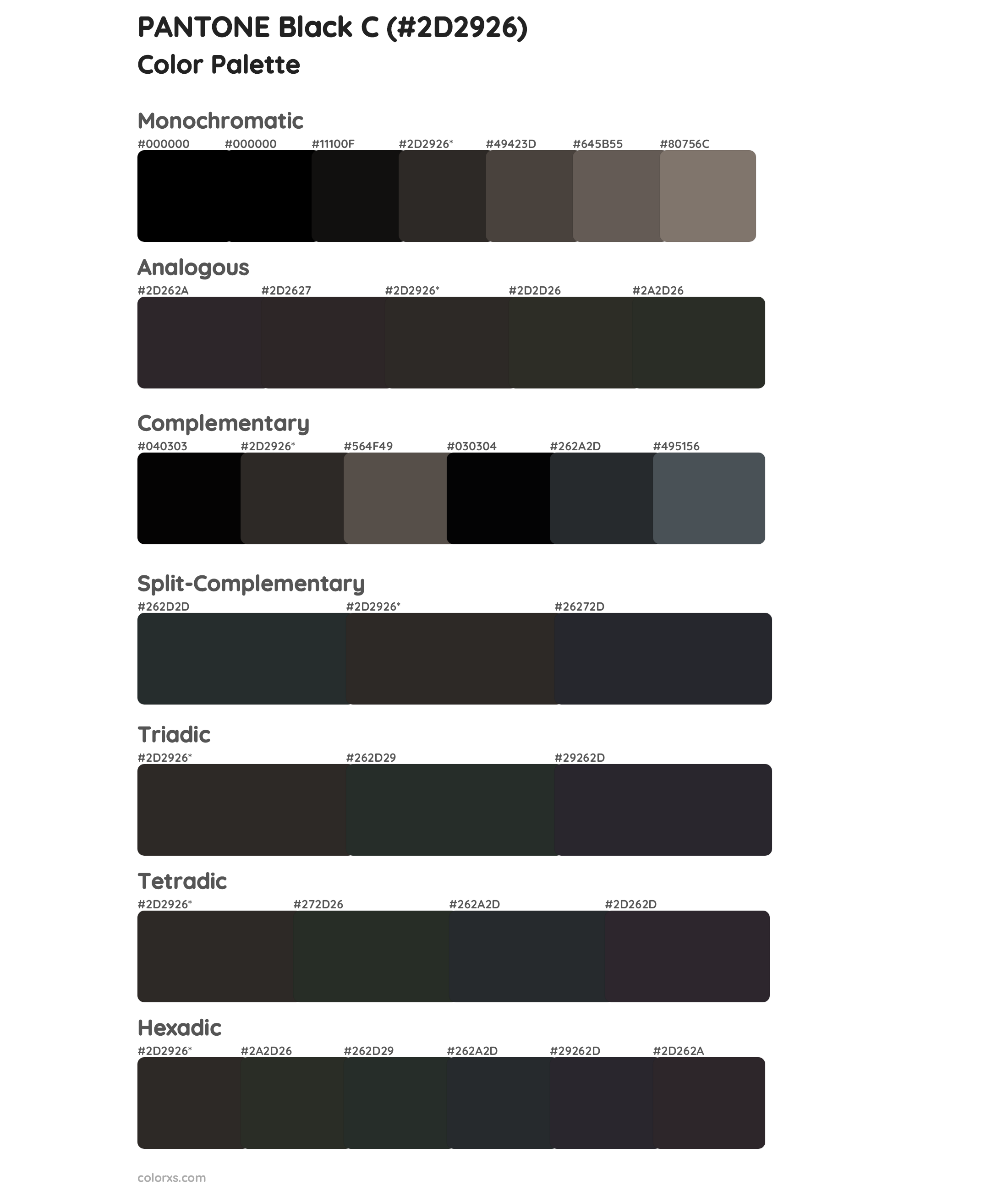 PANTONE Black C Color Scheme Palettes