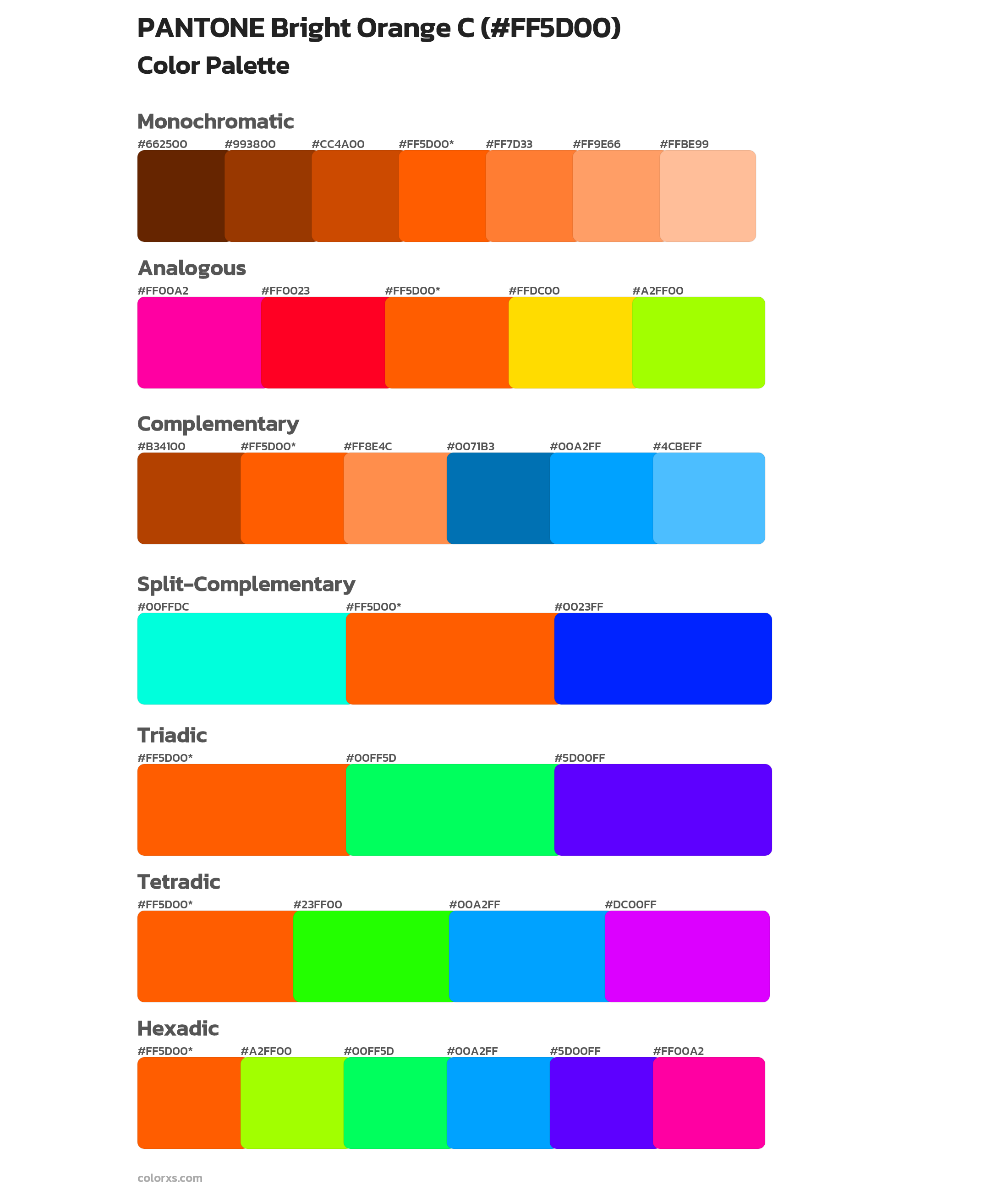 PANTONE Bright Orange C Color Scheme Palettes